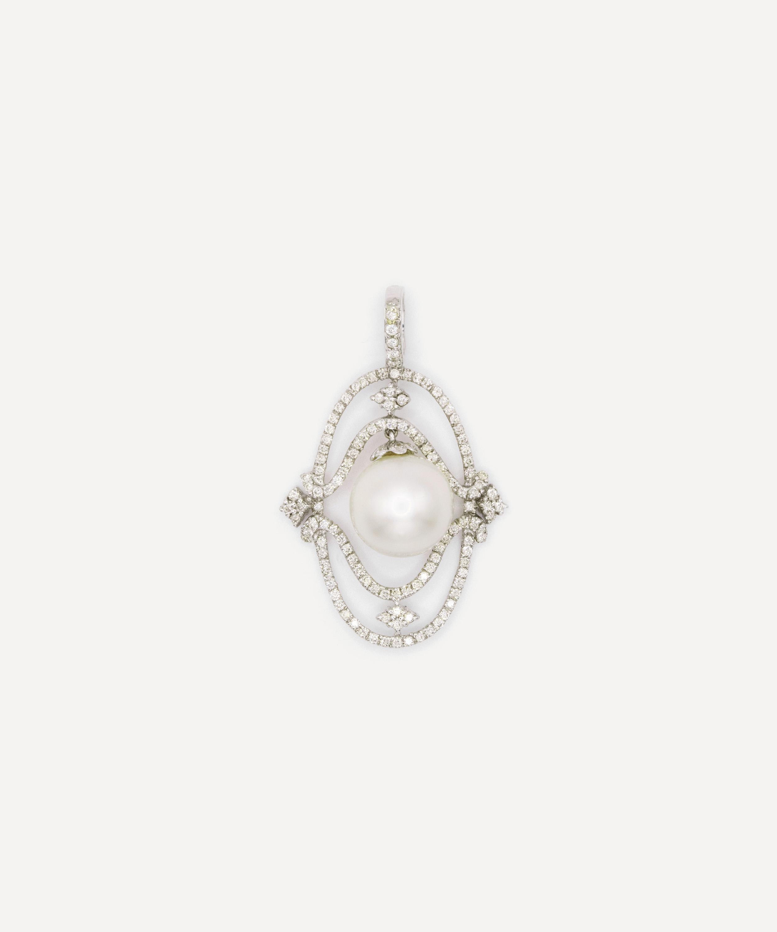 Kojis - 18ct White Gold South Sea Pearl and Diamond Pendant image number 1