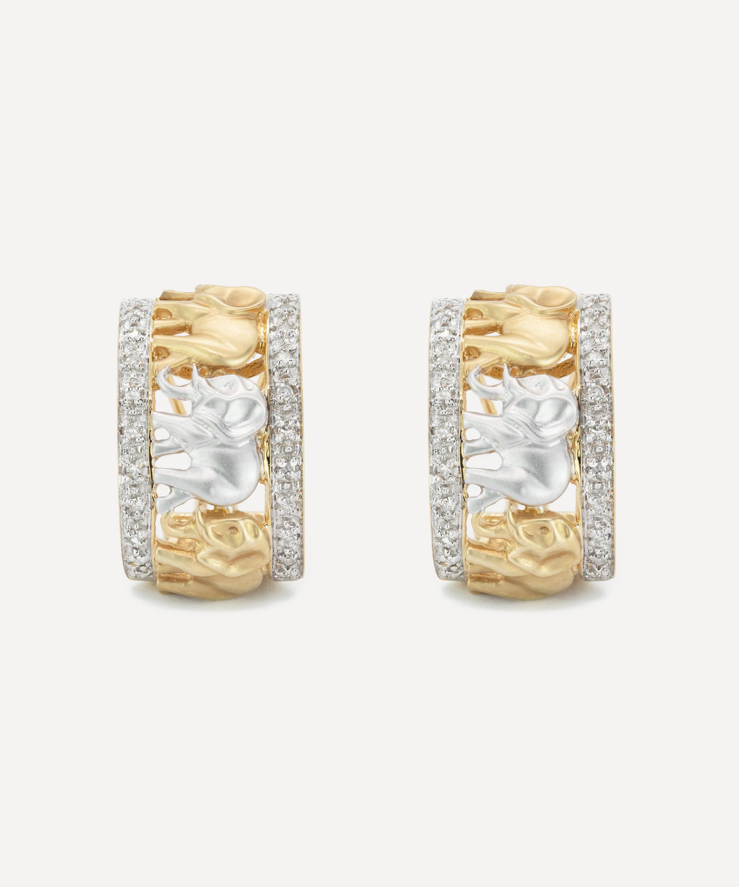 Kojis - 14ct Gold Elephant Hoop Earrings