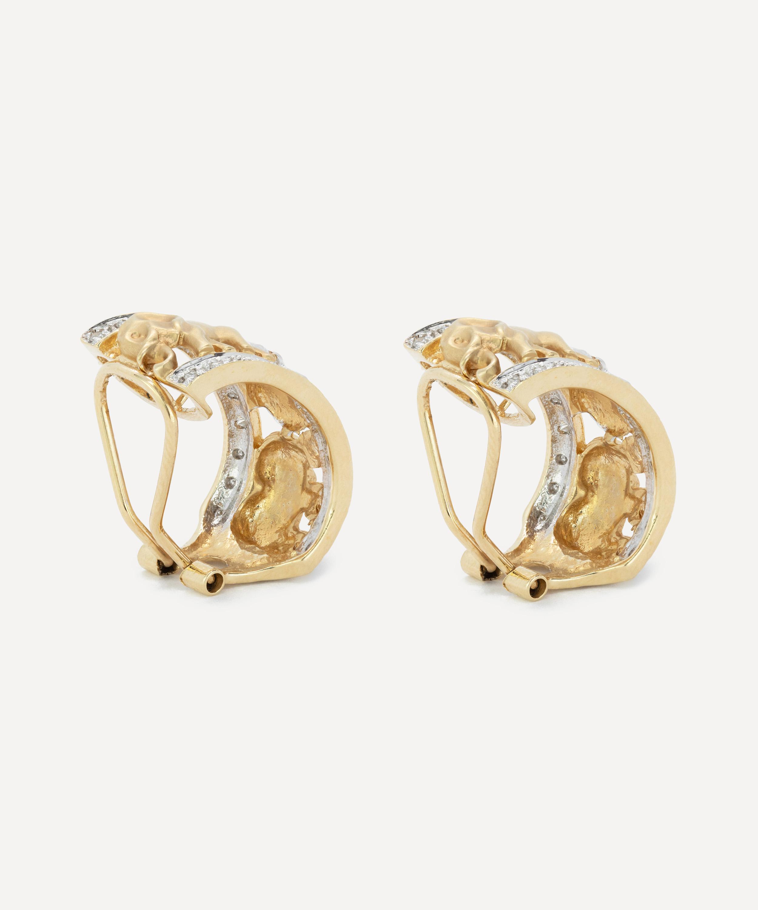 Kojis - 14ct Gold Elephant Hoop Earrings image number 1