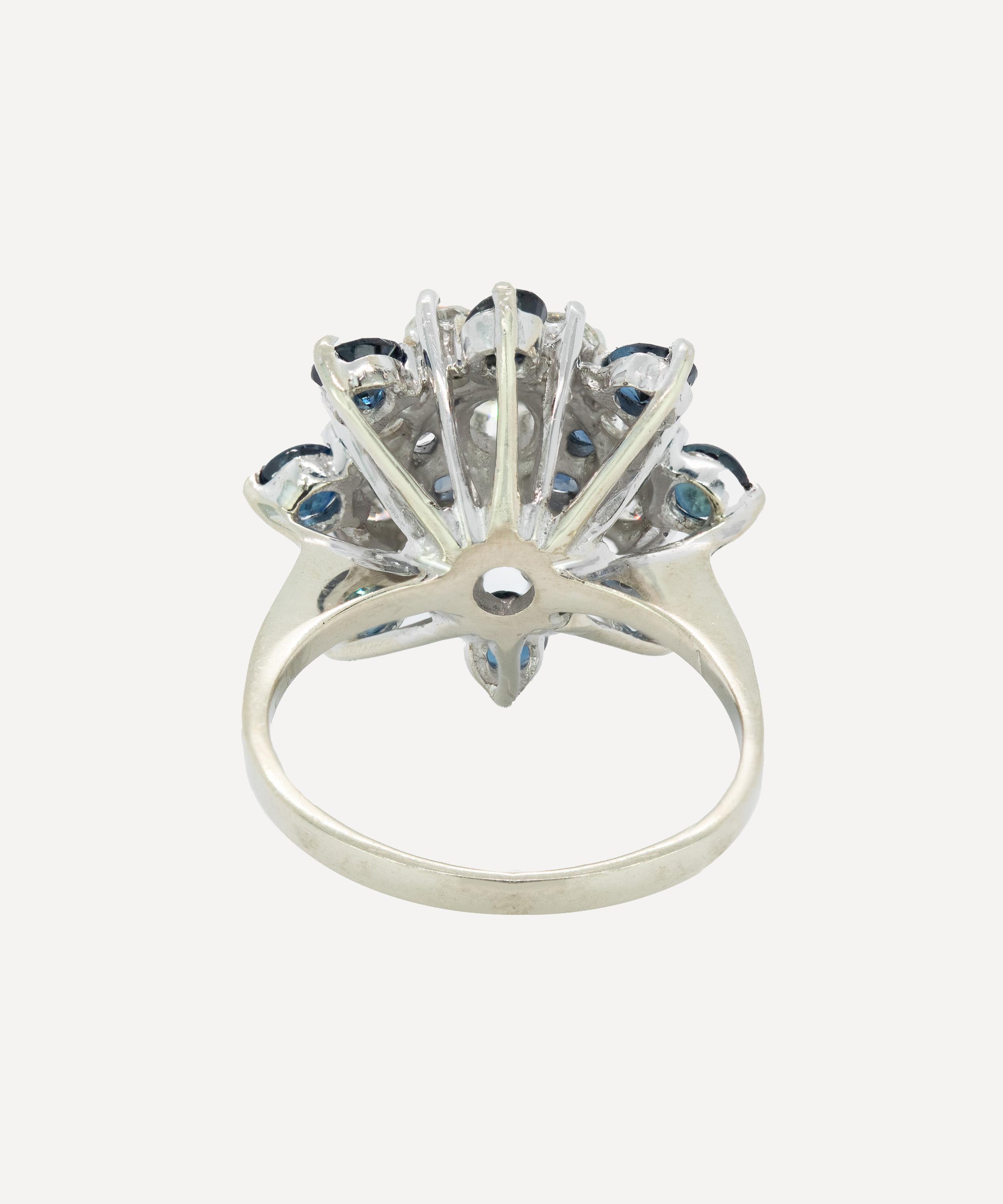 Kojis - 14ct White Gold Sapphire and Diamond Vintage Cluster Ring image number 2