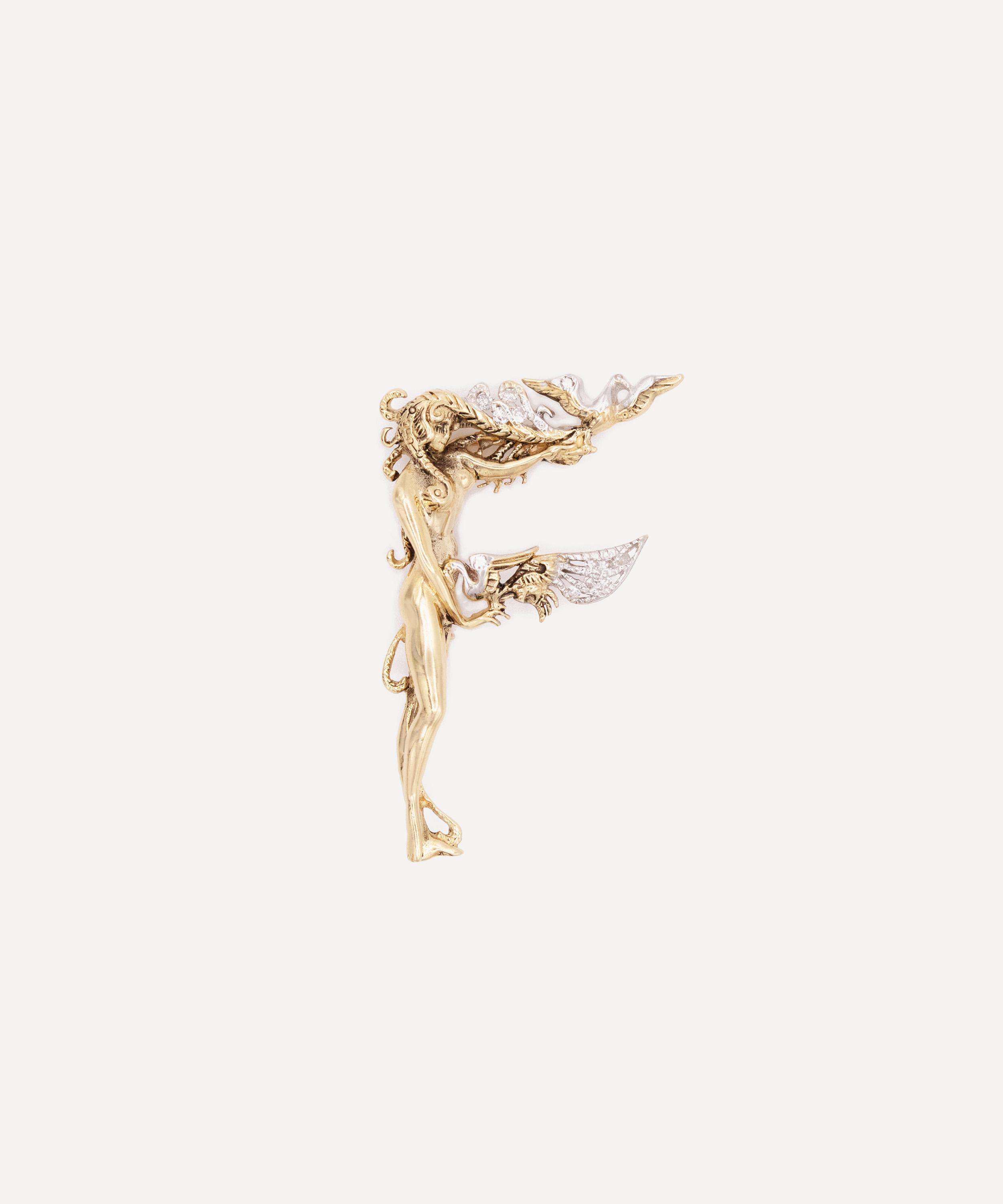 Kojis - 14ct Gold Ert&eacute; Letter F Brooch