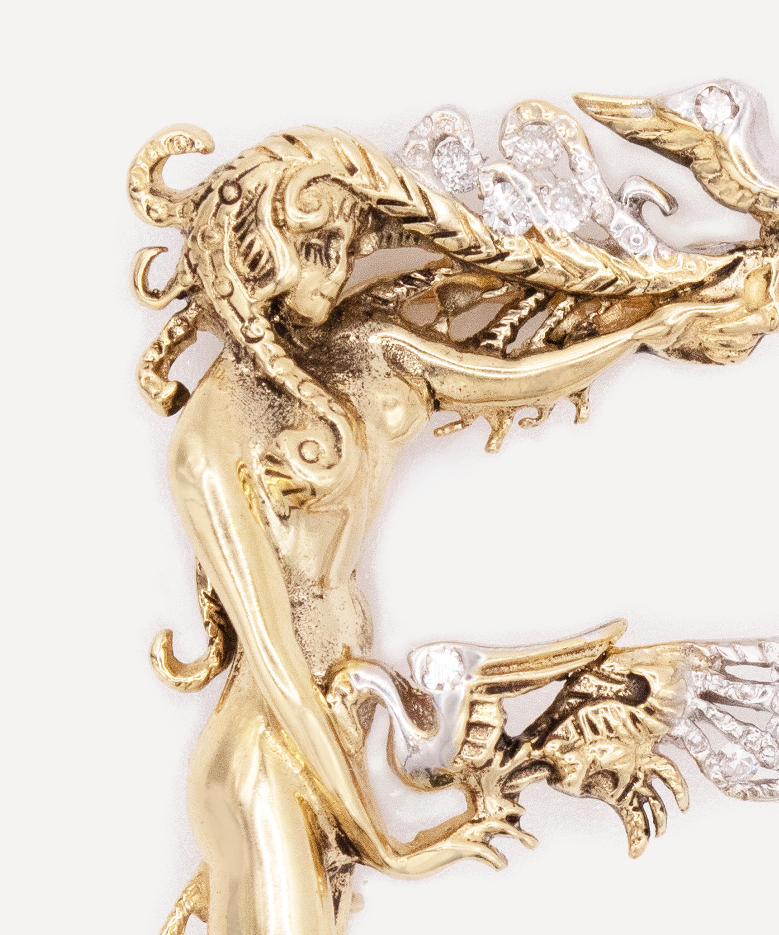 Kojis - 14ct Gold Ert&eacute; Letter F Brooch image number 1