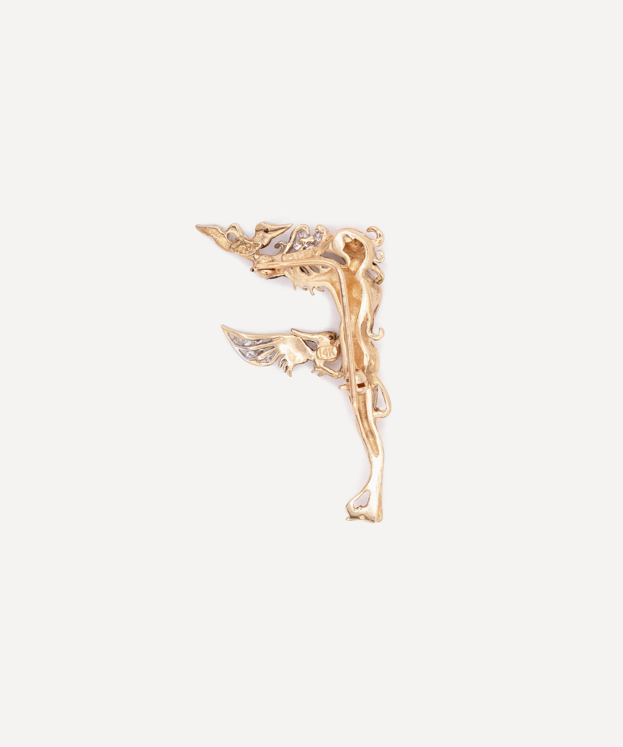 Kojis - 14ct Gold Ert&eacute; Letter F Brooch image number 3