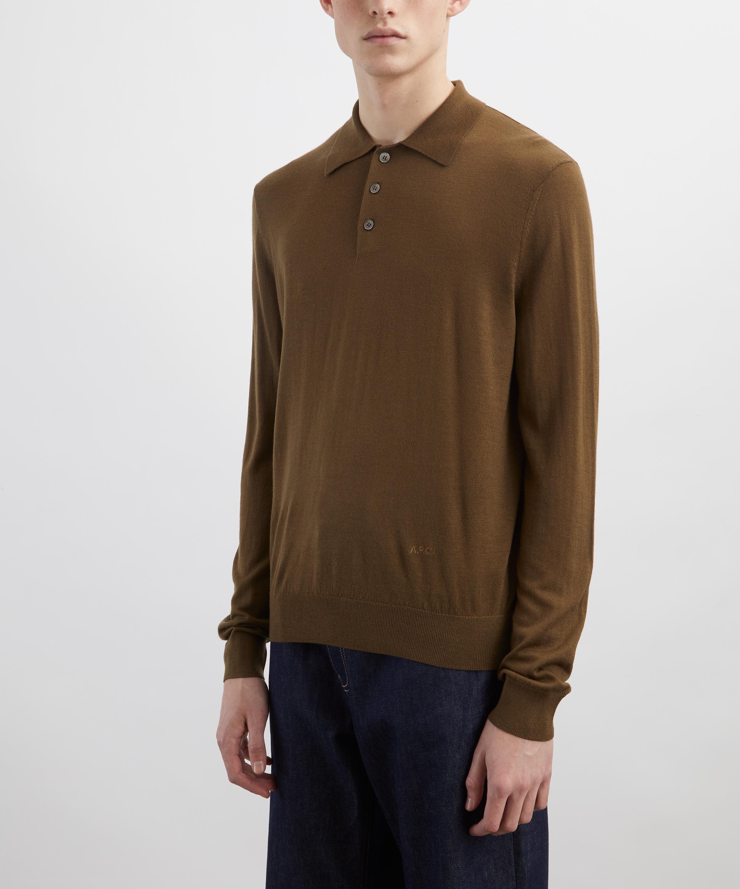 A.P.C. - Khaki Green Wool Polo Shirt image number 2