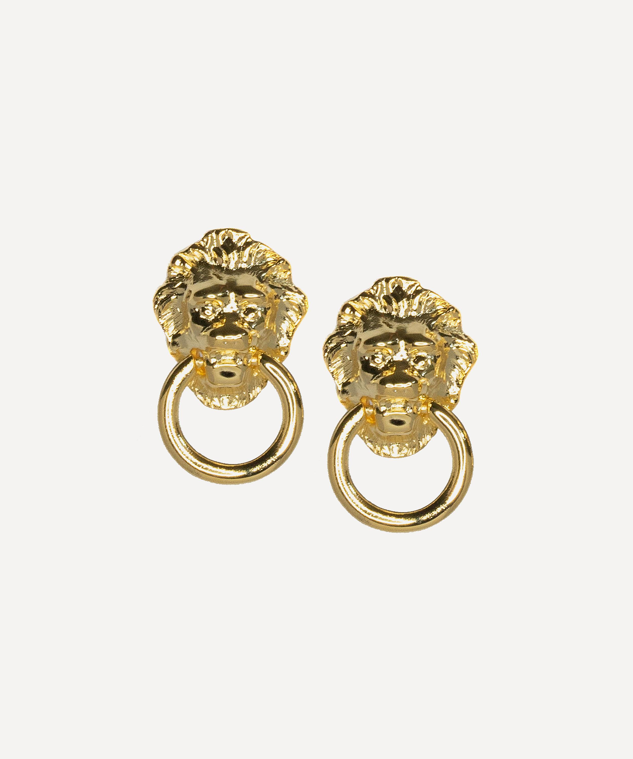 Kenneth Jay Lane - 22ct Gold-Plated Polished Lion Head Stud Earrings