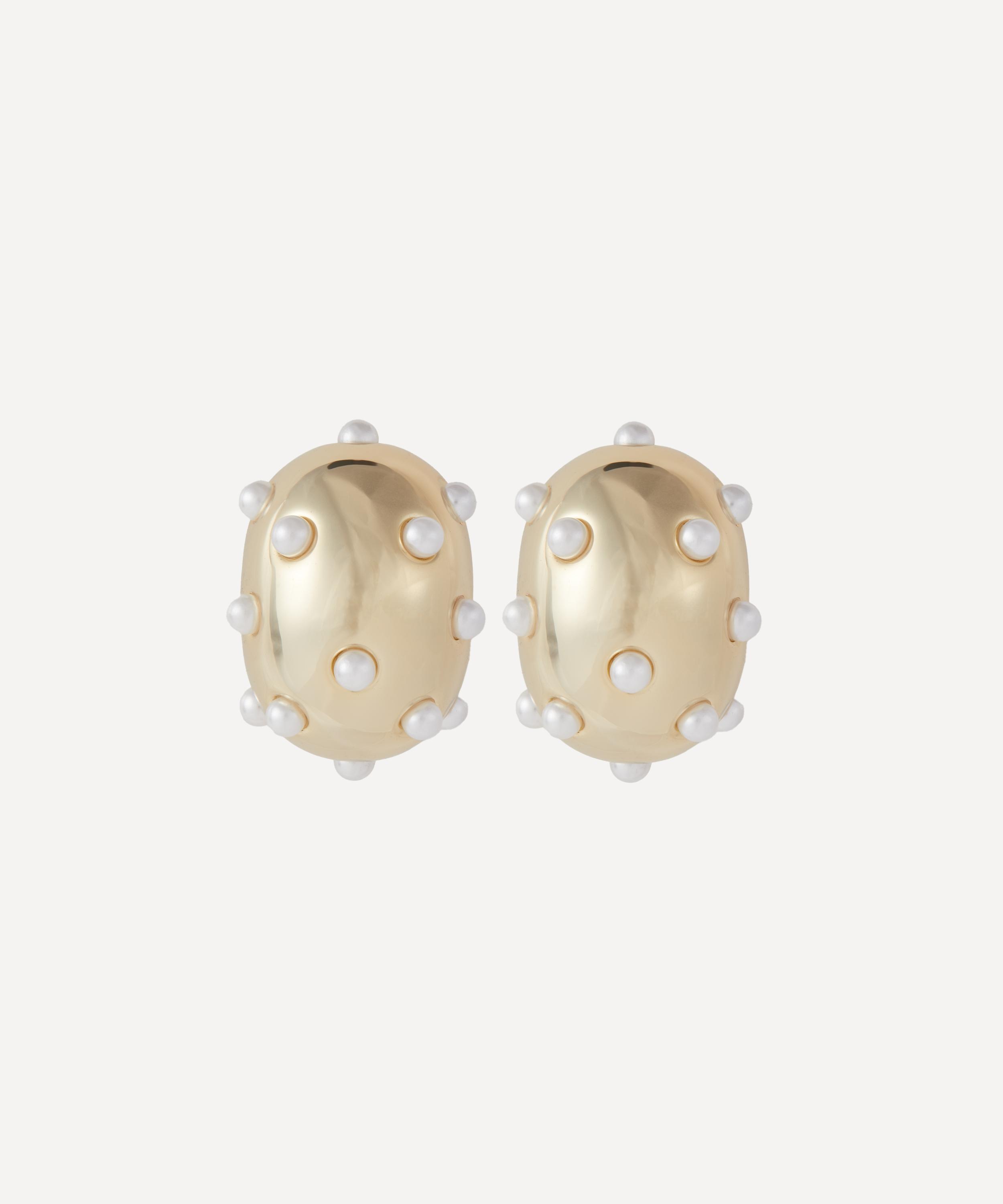 Kenneth Jay Lane - 14ct Gold-Plated Pearl Huggie Hoop Earrings