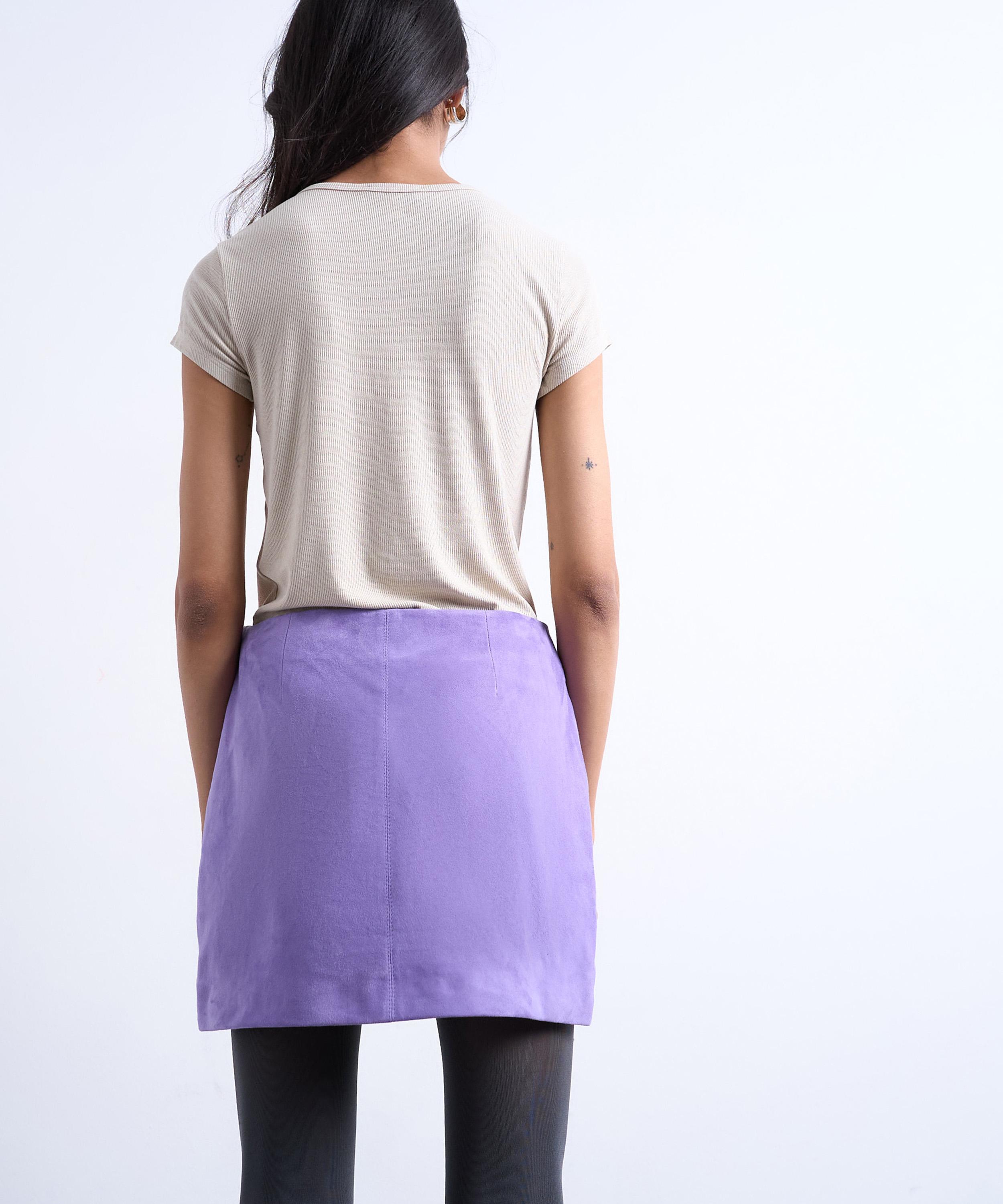 TOPSHOP - Purple Suede Pelmet Mini Skirt image number 4