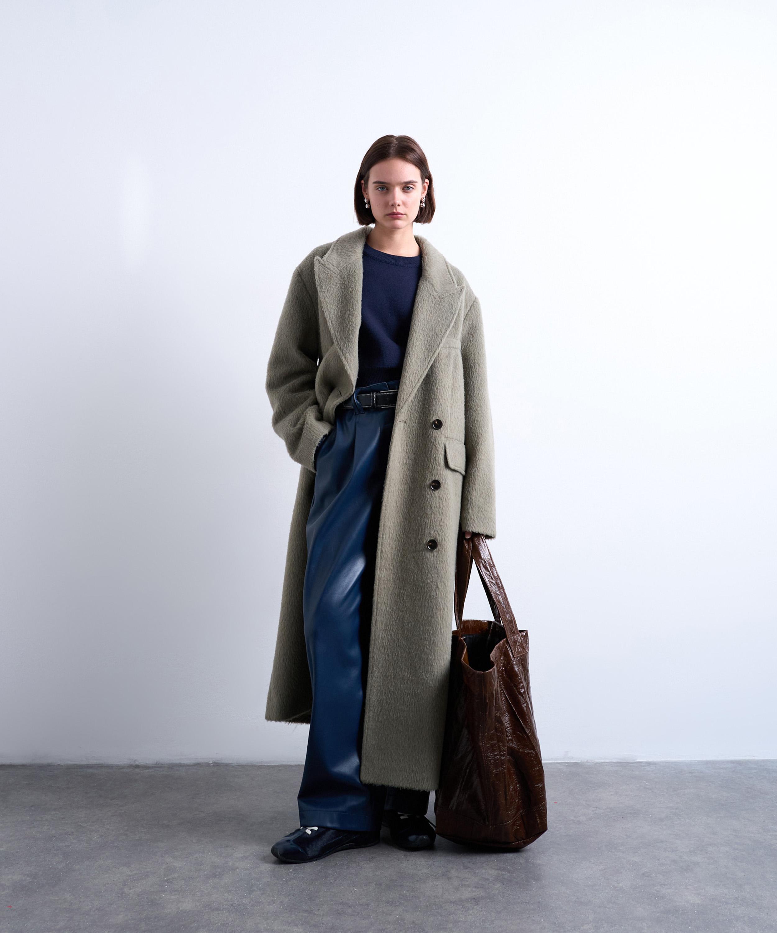 TOPSHOP - Three Button Wool Blend Brushed Coat