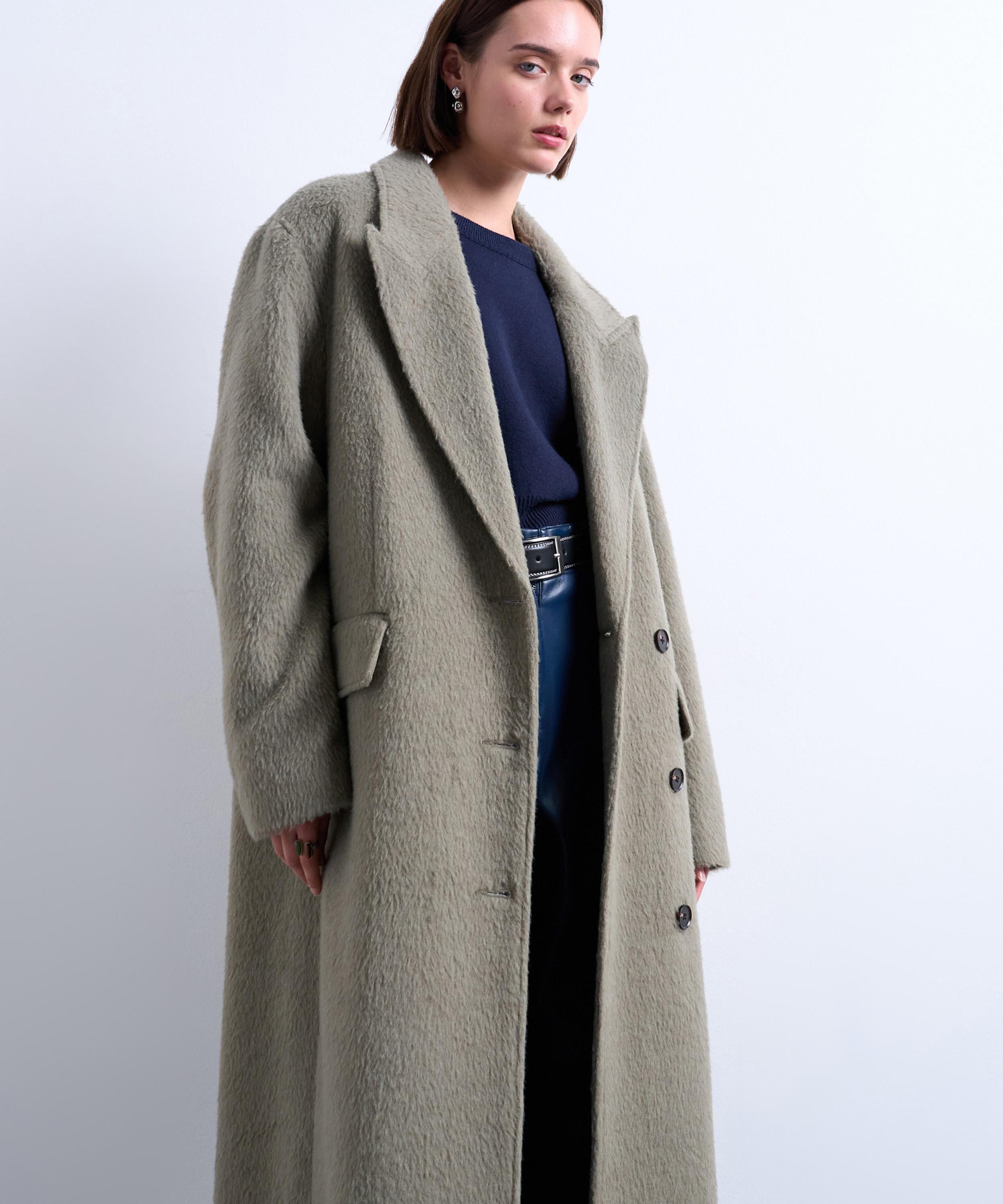 TOPSHOP - Three Button Wool Blend Brushed Coat image number 1
