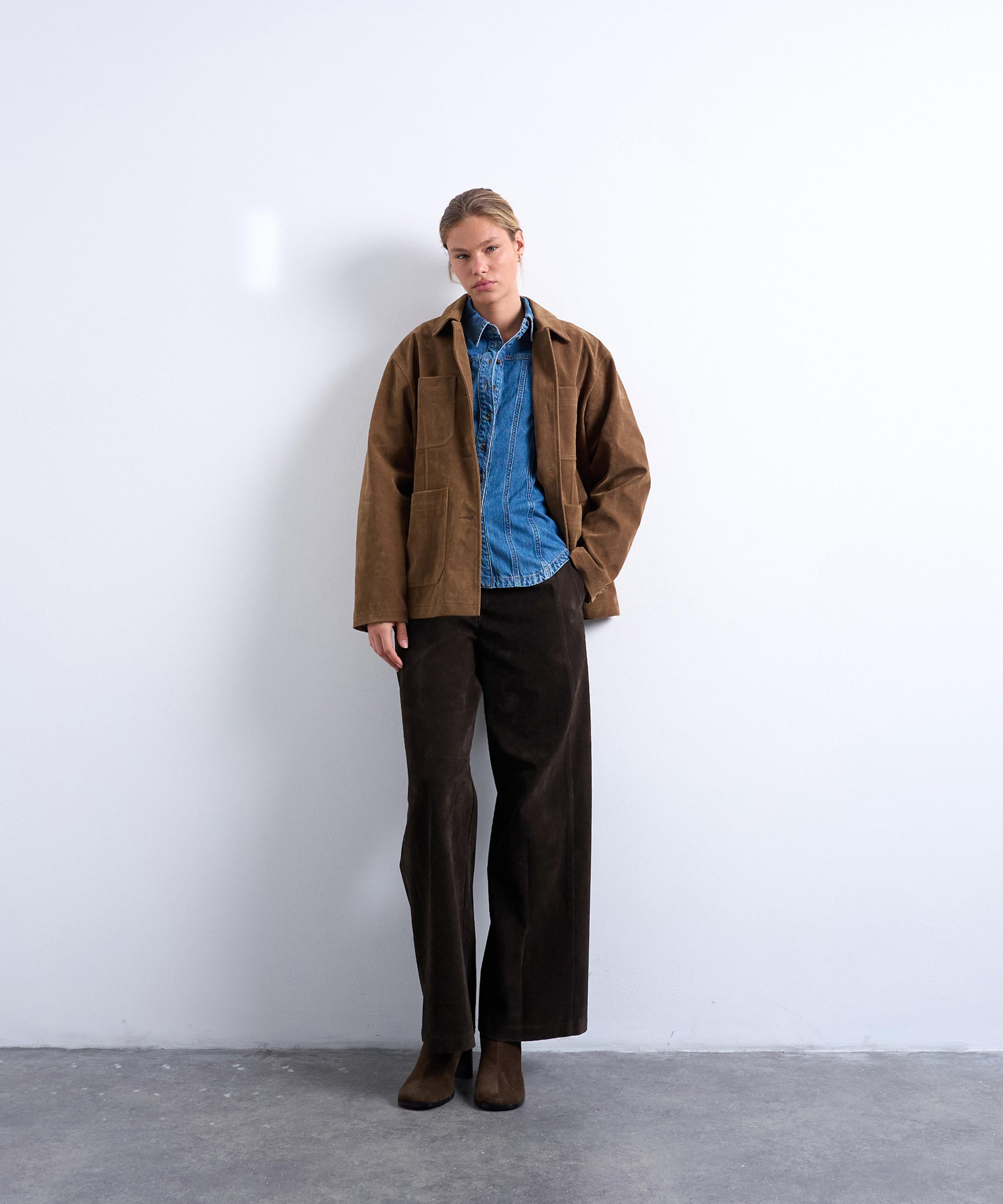 TOPSHOP - Denim Cinched Shirt with Seam Details image number 1