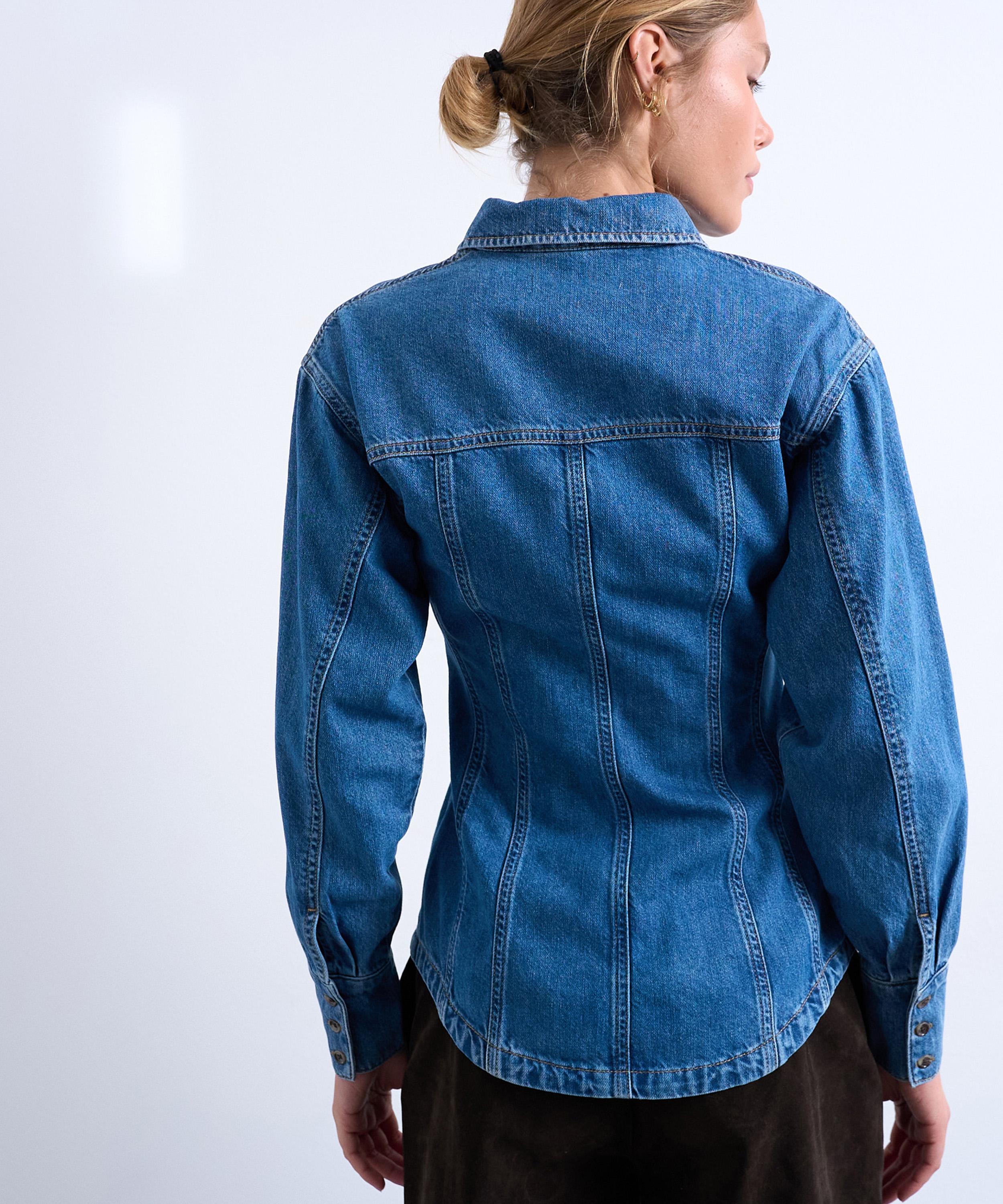 TOPSHOP - Denim Cinched Shirt with Seam Details image number 3