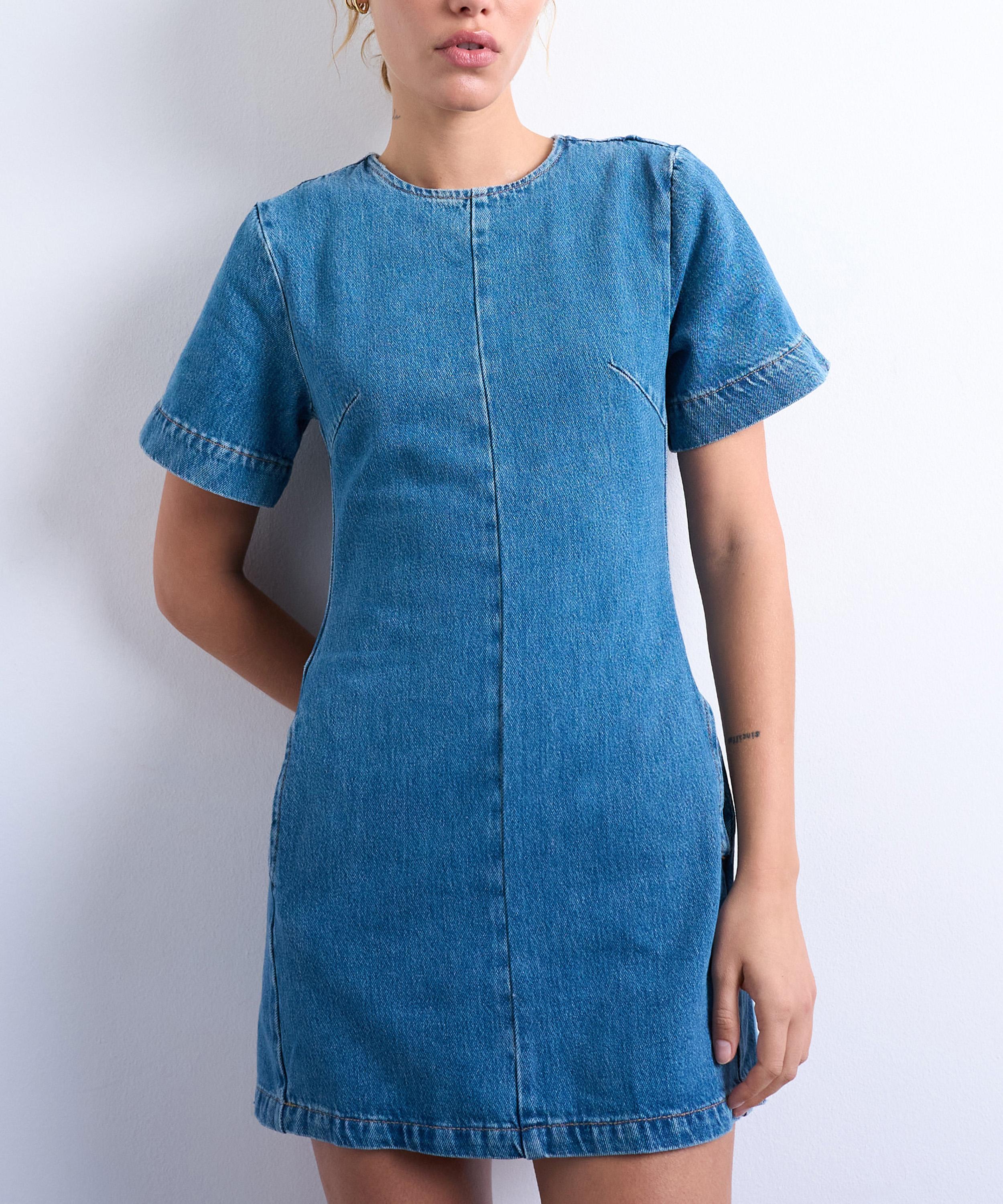 TOPSHOP - Denim Short Sleeved Mini Dress image number 1