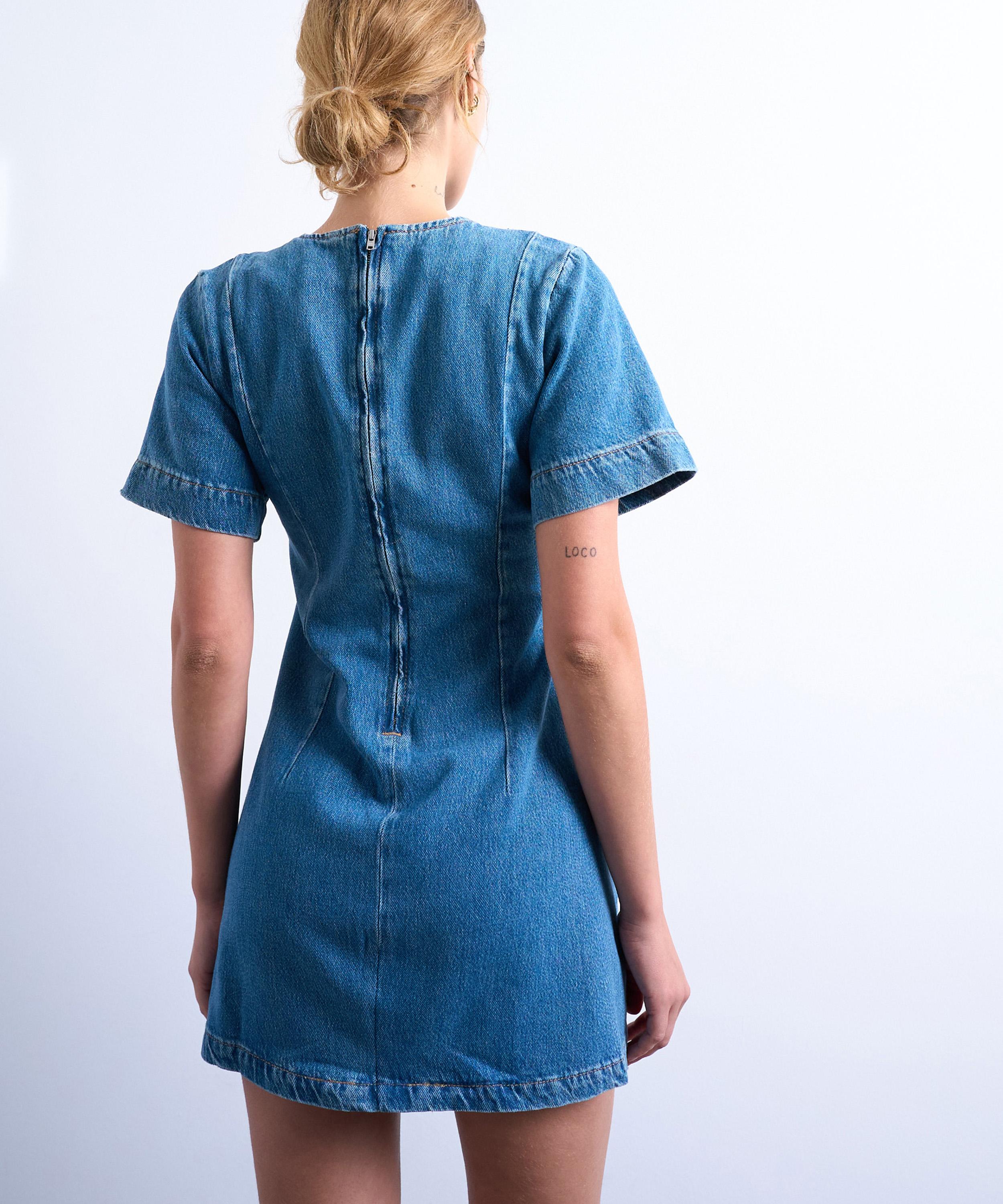 TOPSHOP - Denim Short Sleeved Mini Dress image number 2