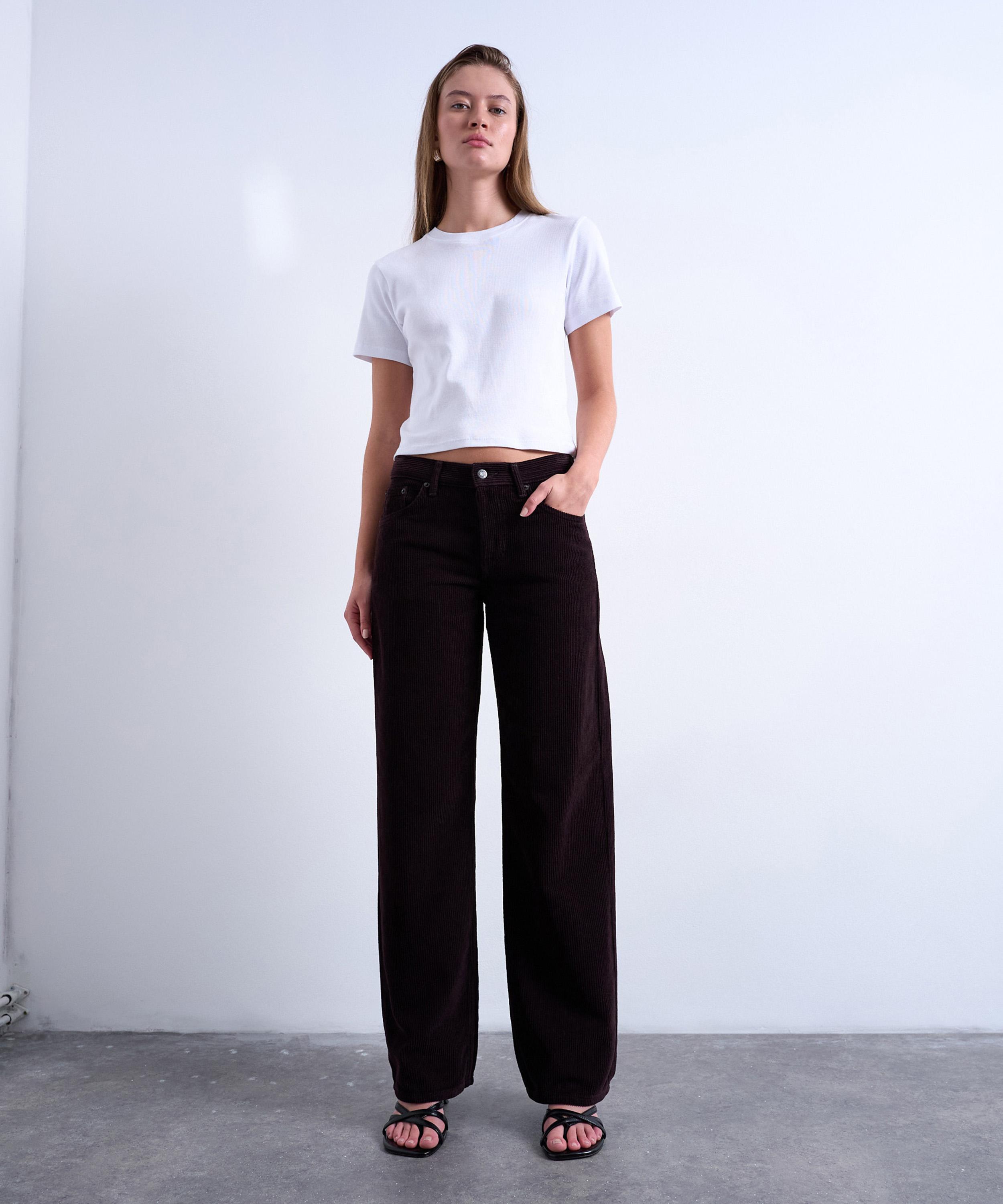 TOPSHOP - Bitter Chocolate Ember Low Rise Cord Straight Leg Jeans