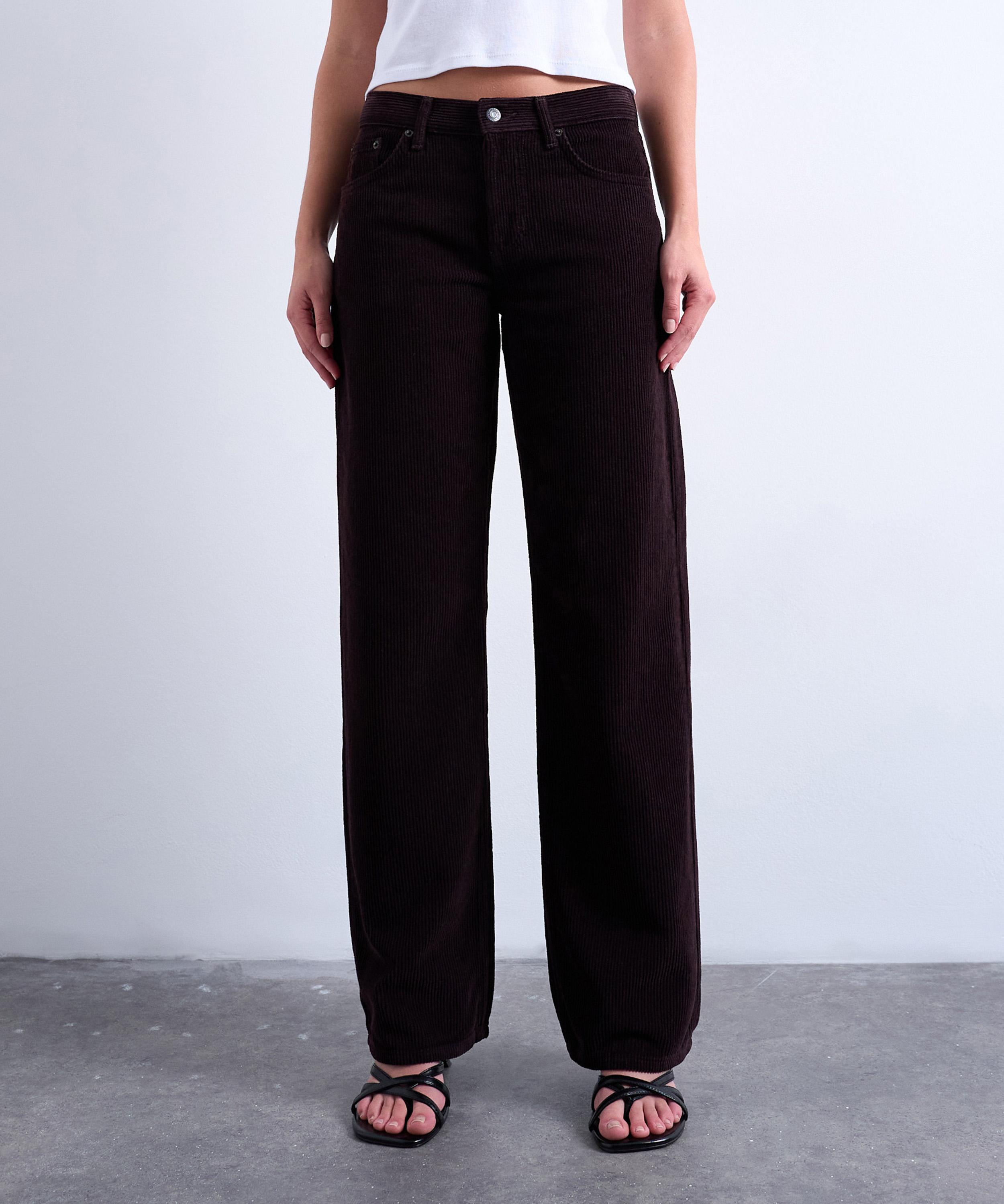TOPSHOP - Bitter Chocolate Ember Low Rise Cord Straight Leg Jeans image number 2