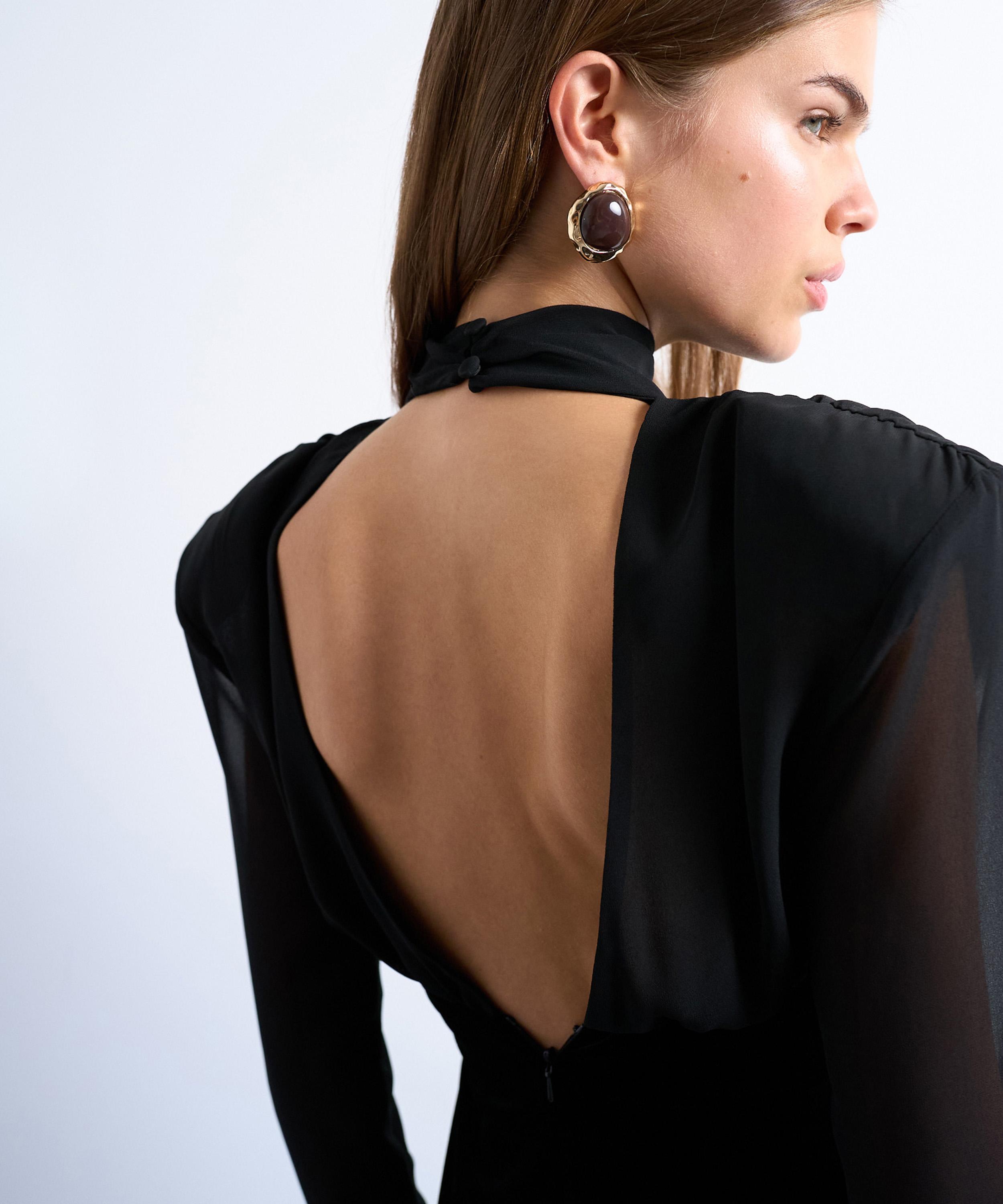 TOPSHOP - Long Sleeve Velvet and Chiffon Mix Mini Dress image number 2