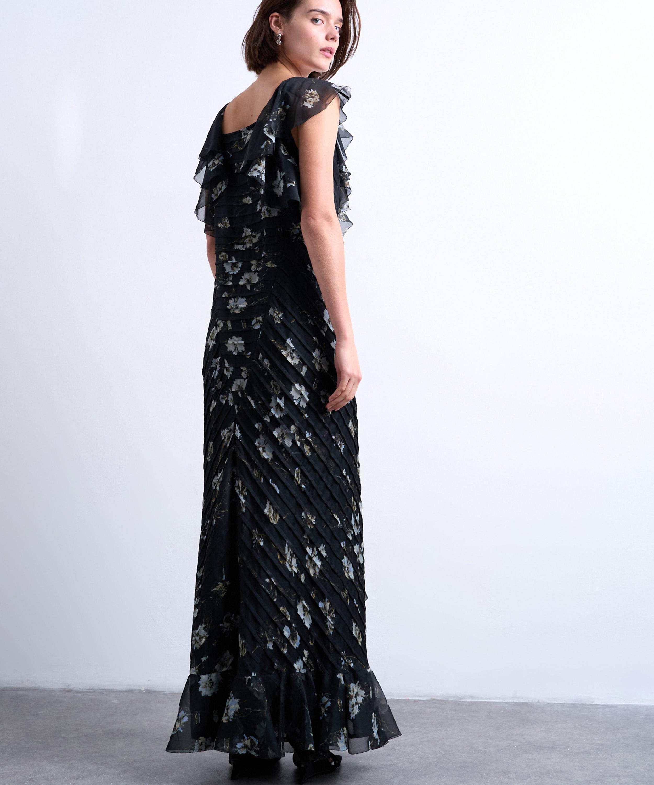 TOPSHOP - Lilac Flowers Ruffle Pintuck Gown image number 1