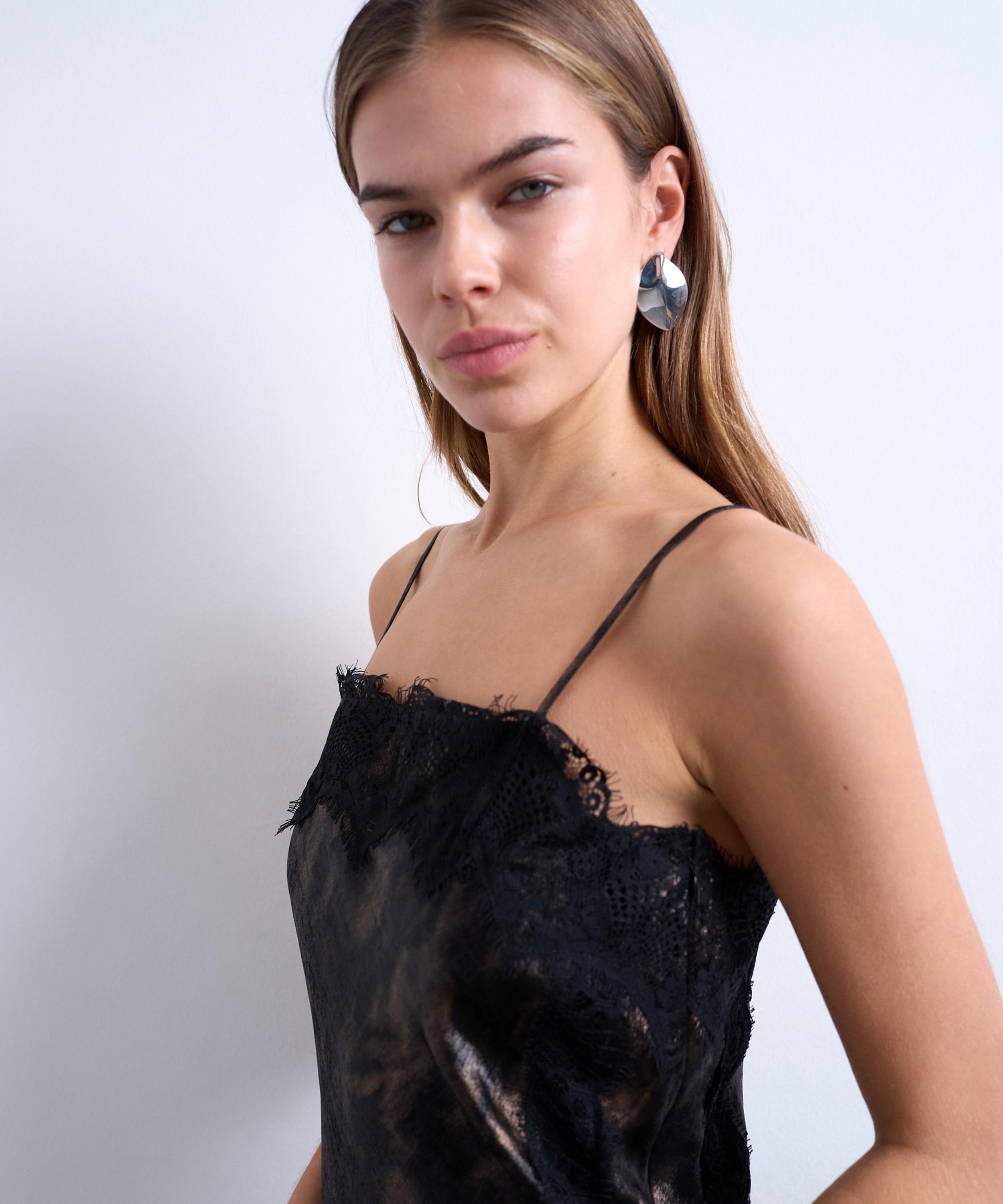 TOPSHOP - Lace Abstract Print Slip Midi Dress image number 2