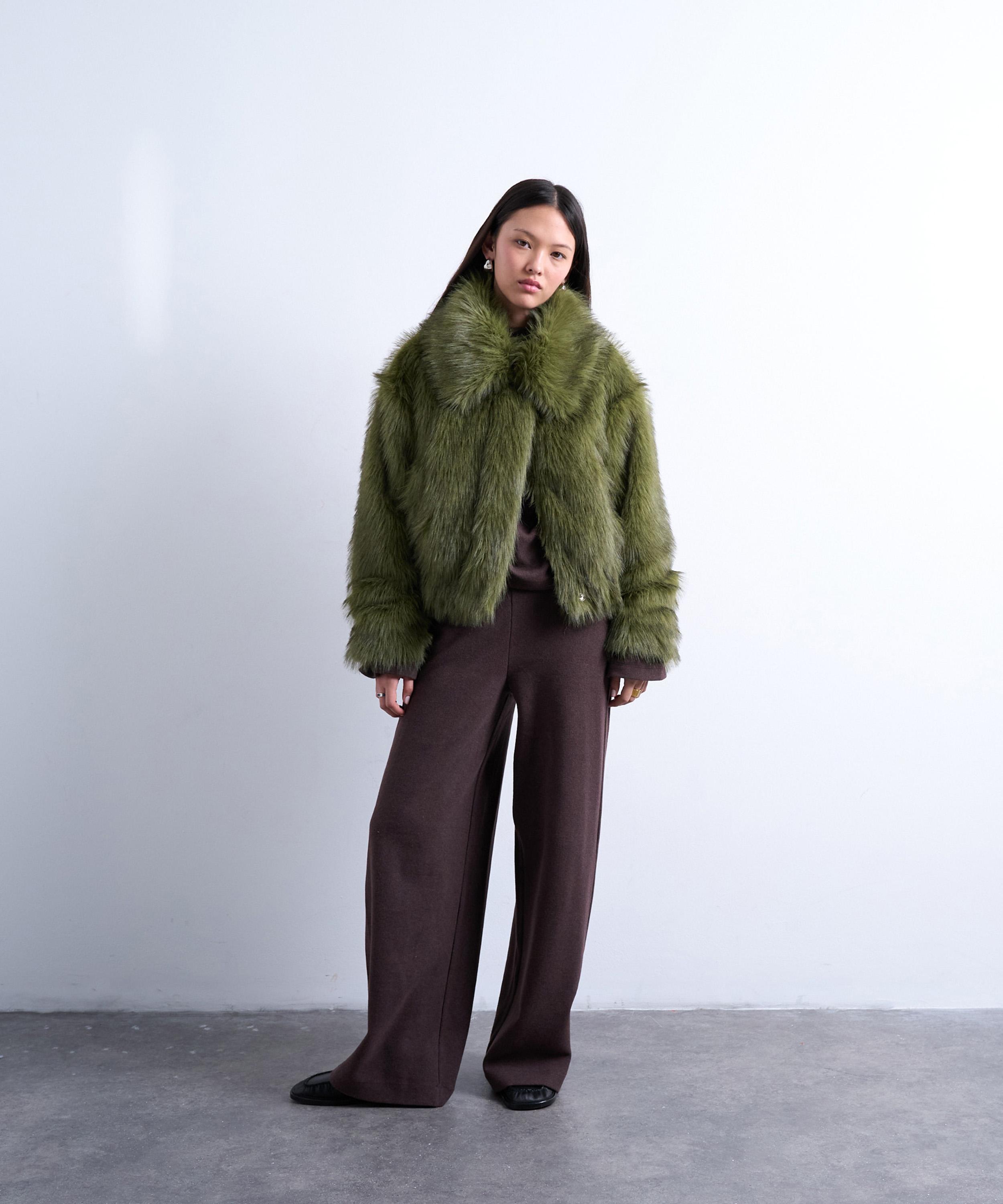 TOPSHOP - Faux Fur Zip Thru Bomber Jacket image number 1