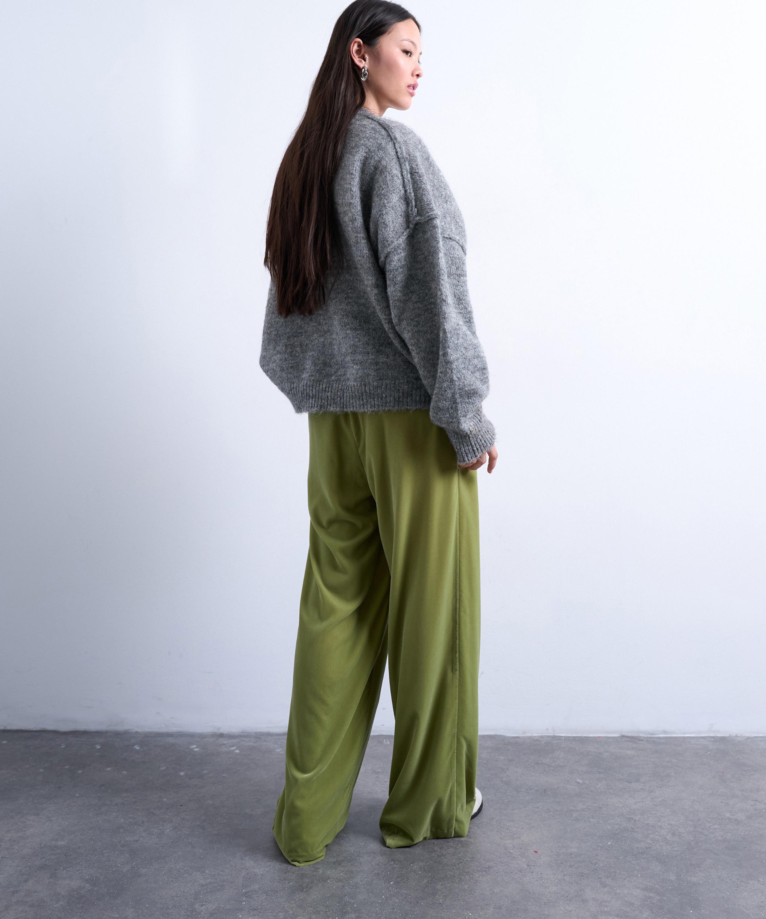 TOPSHOP - Velvet Mid Rise Tie Waist Wide Leg Joggers image number 3