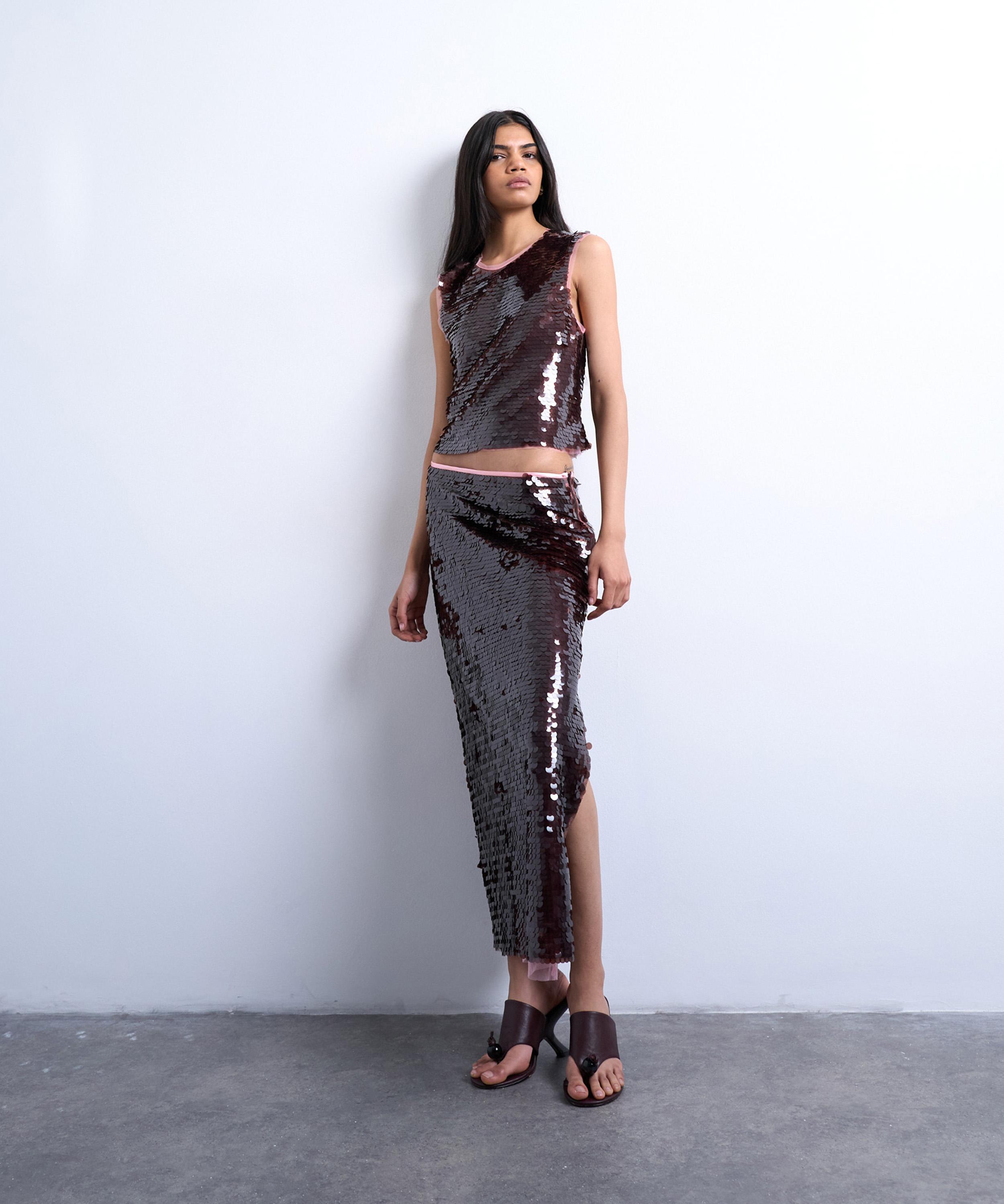 TOPSHOP - Sequin Contrast Shell Top image number 1