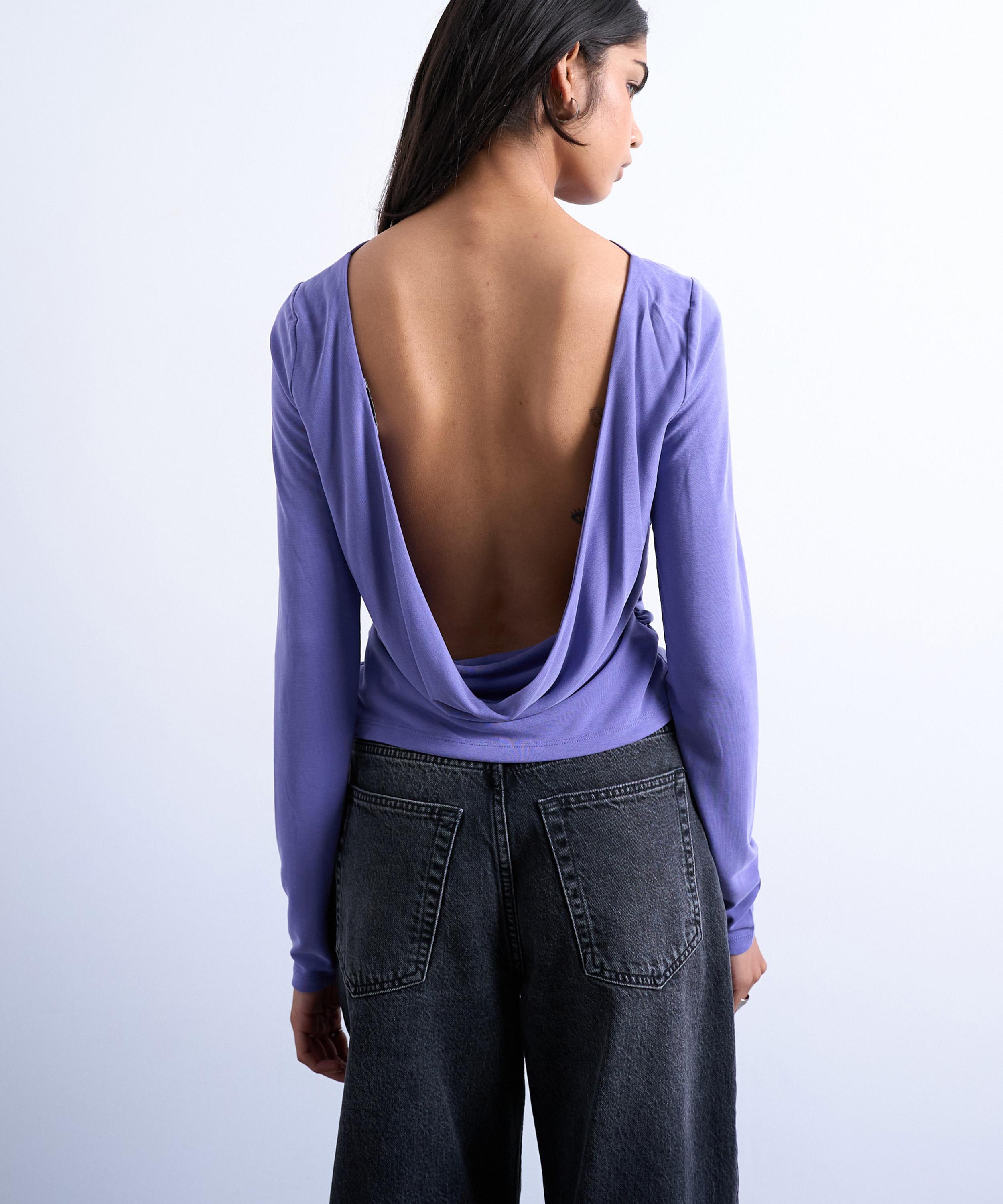 TOPSHOP - Purple Cupro Cowl Back Top image number 1