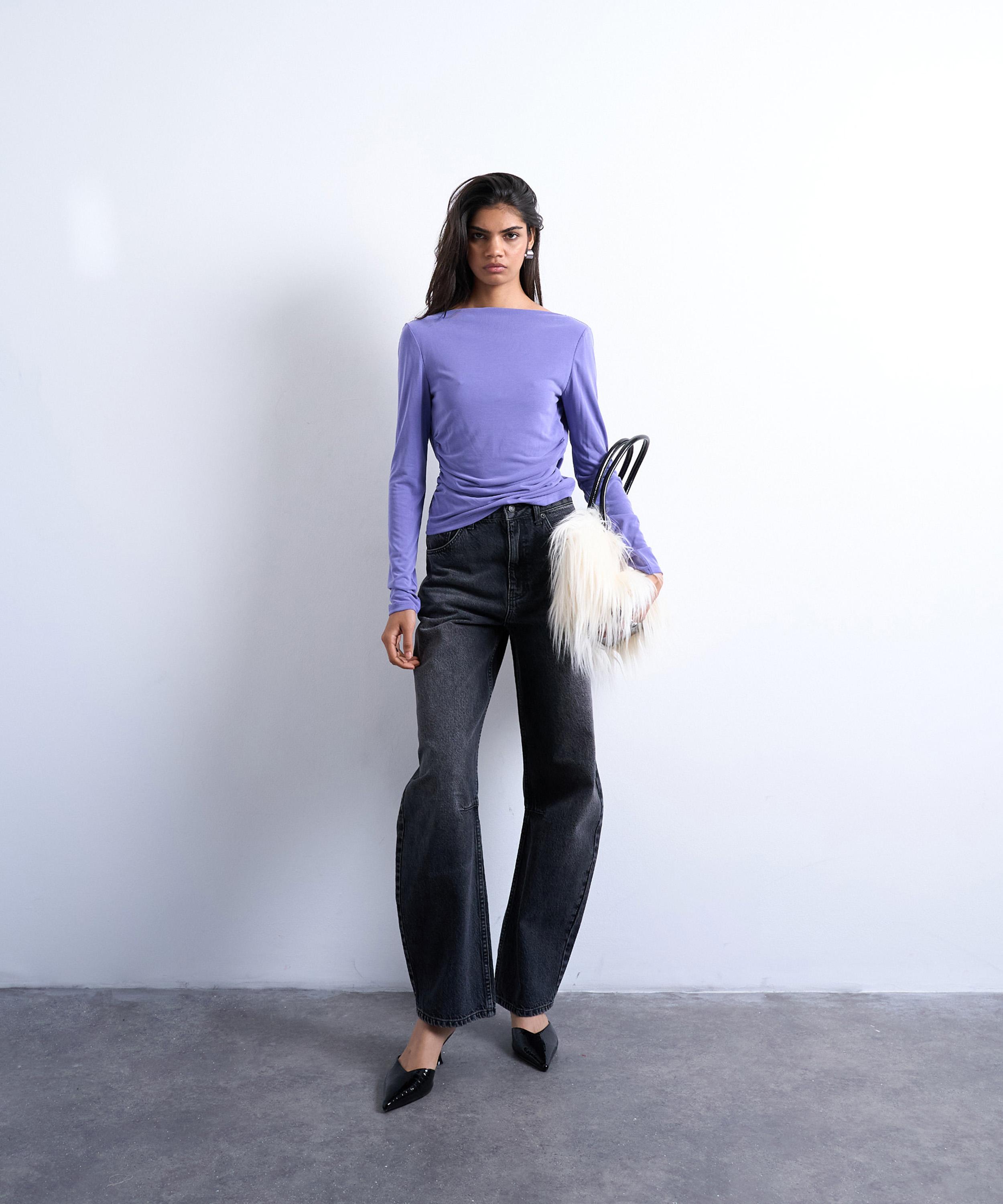 TOPSHOP - Purple Cupro Cowl Back Top image number 3