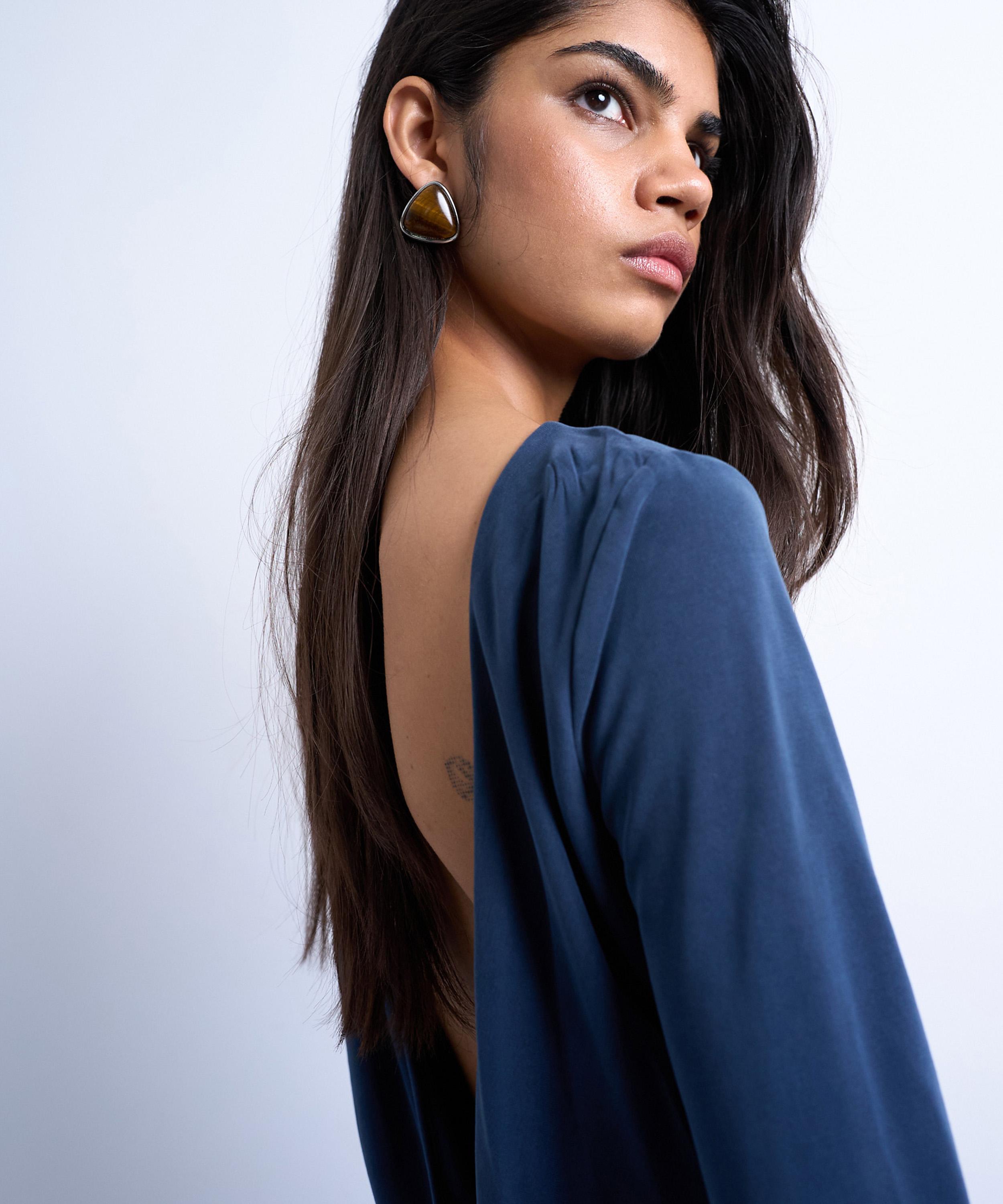 TOPSHOP - Navy Cupro Cowl Back Top image number 2