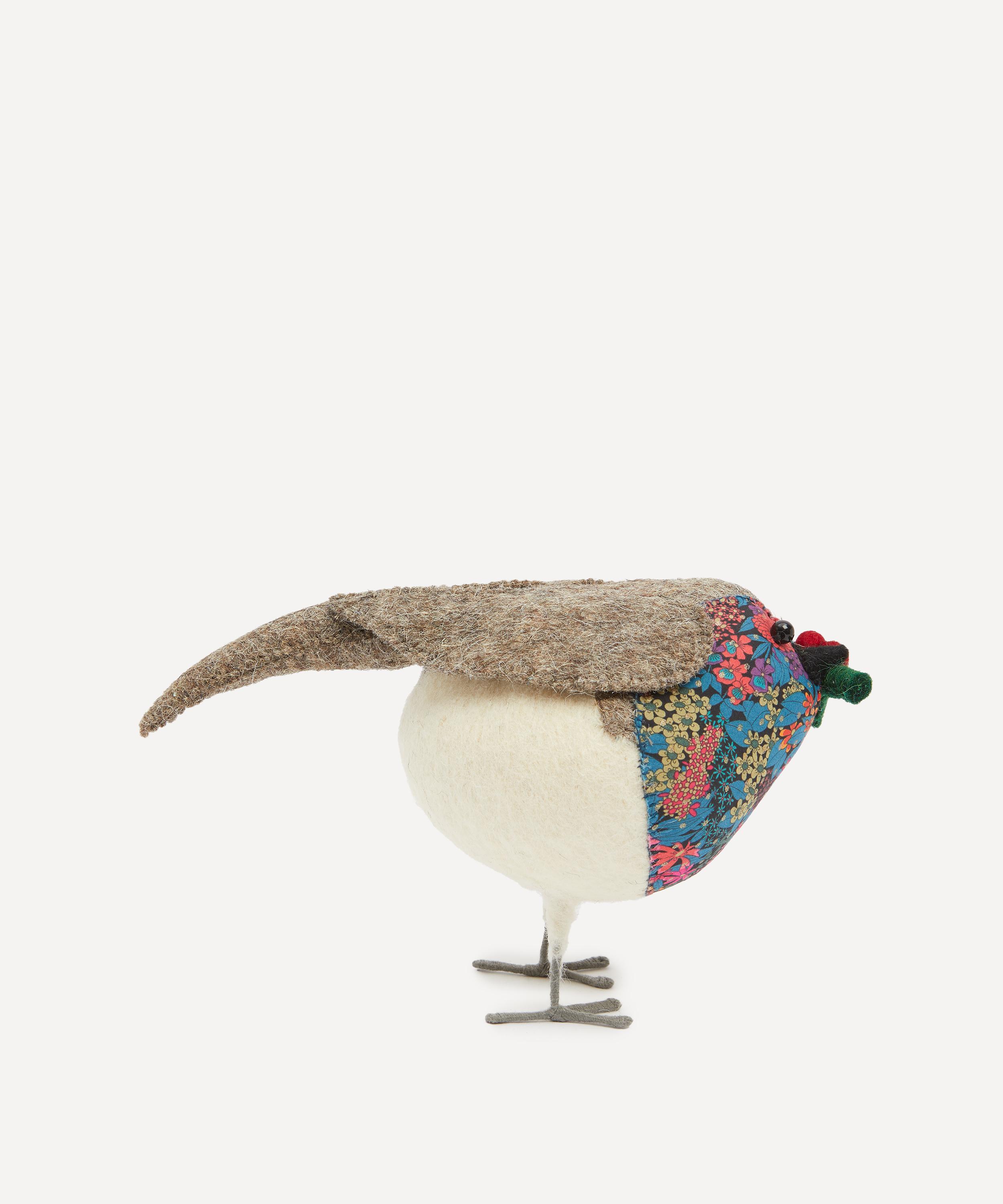 Christmas - Robin with Liberty Print Large Felt Ornament image number 2