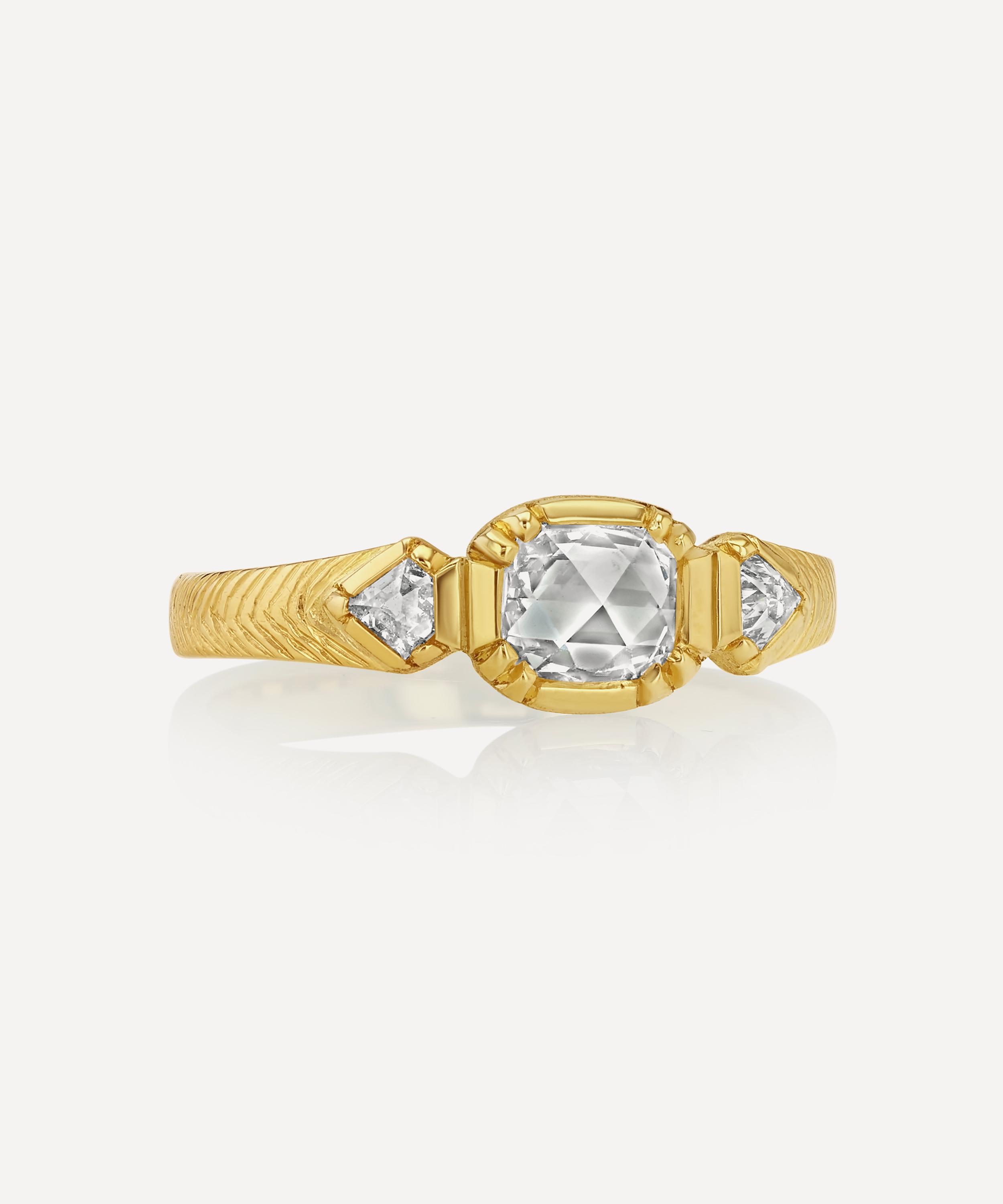 Brooke Gregson - 18ct Gold Geo Engraved Diamond Ring