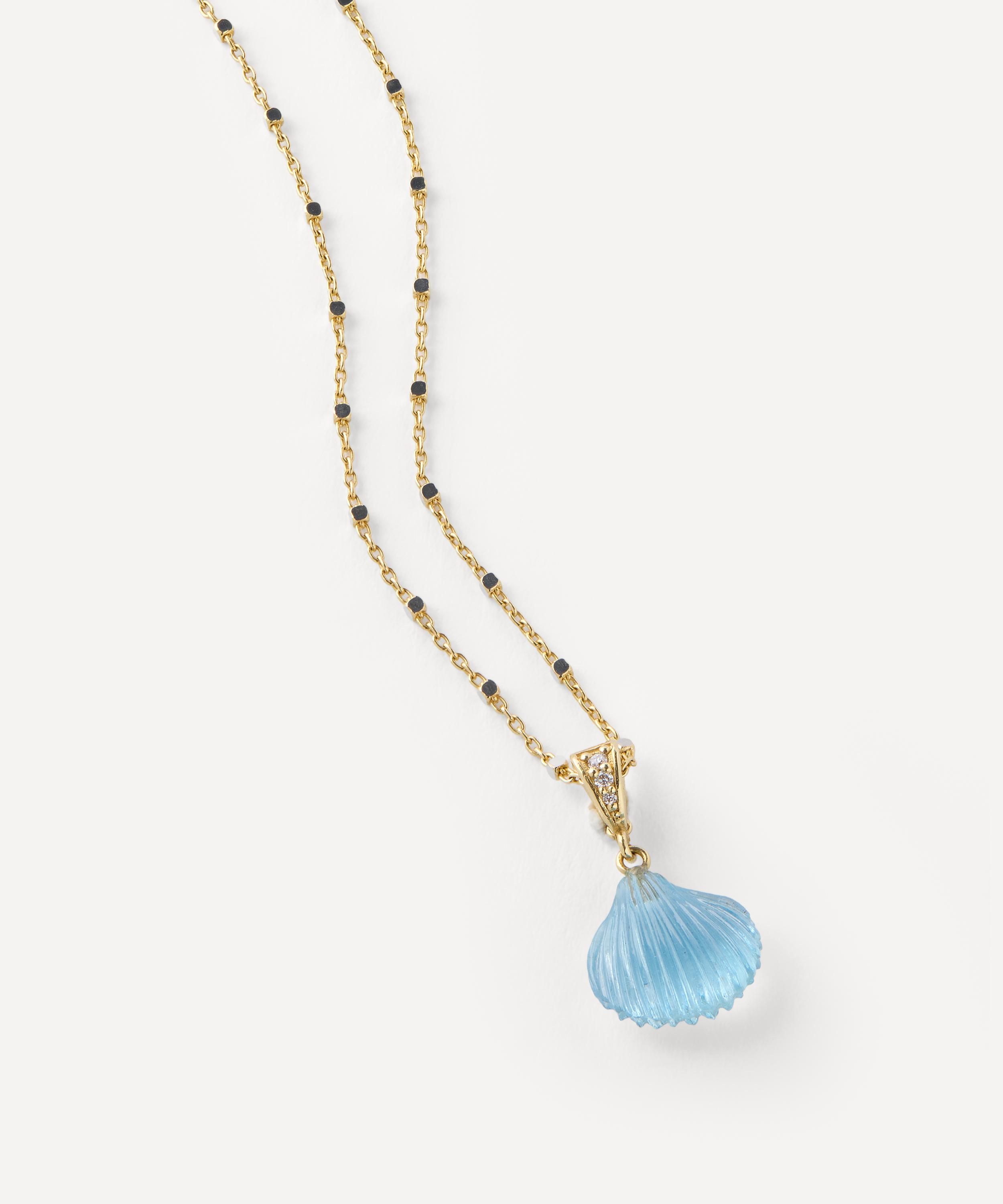 Brooke Gregson - 14ct Gold Aqua Shell Pendant Necklace image number 1