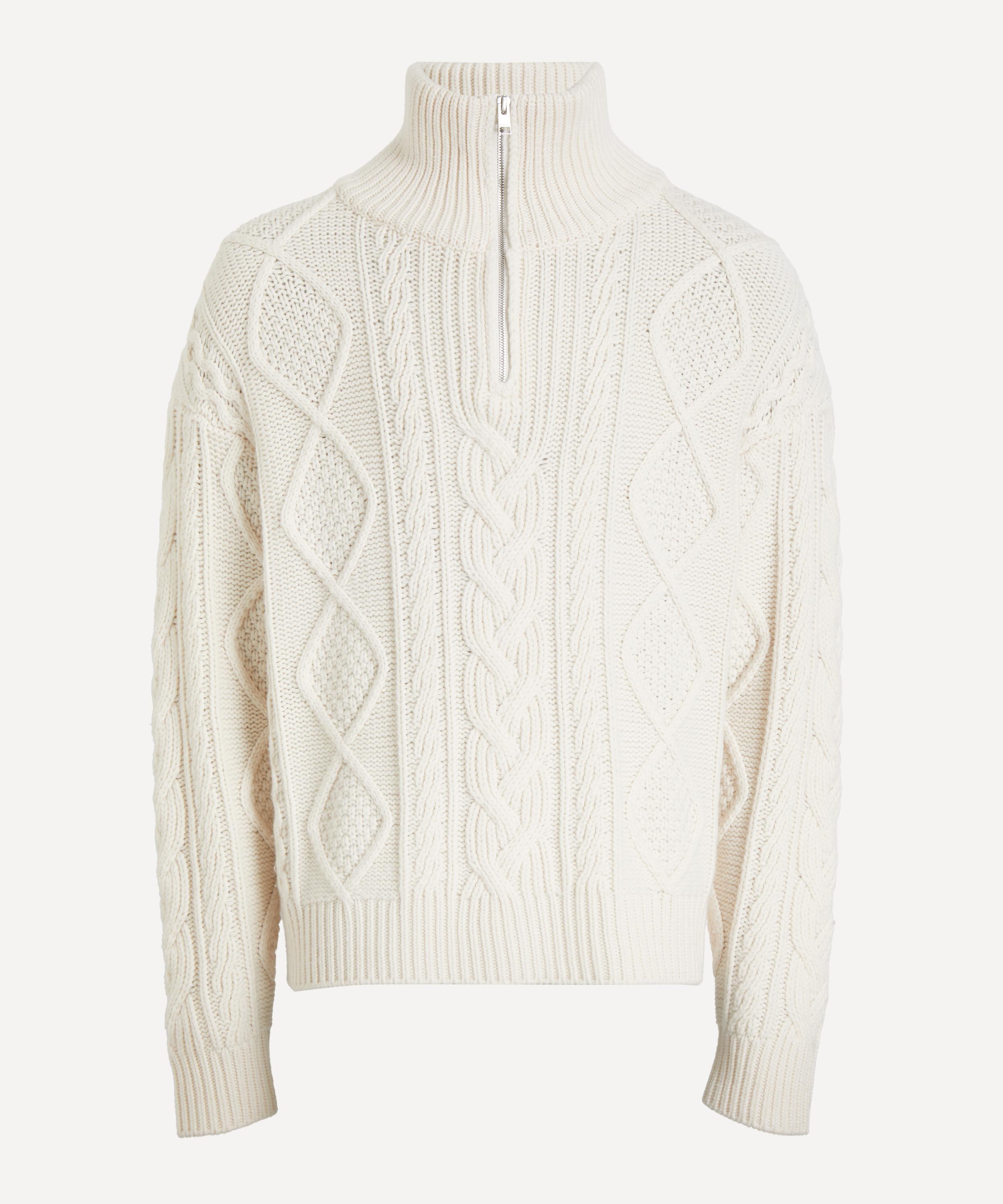 Frame - Chunky Cable-Knit Half-Zip Jumper