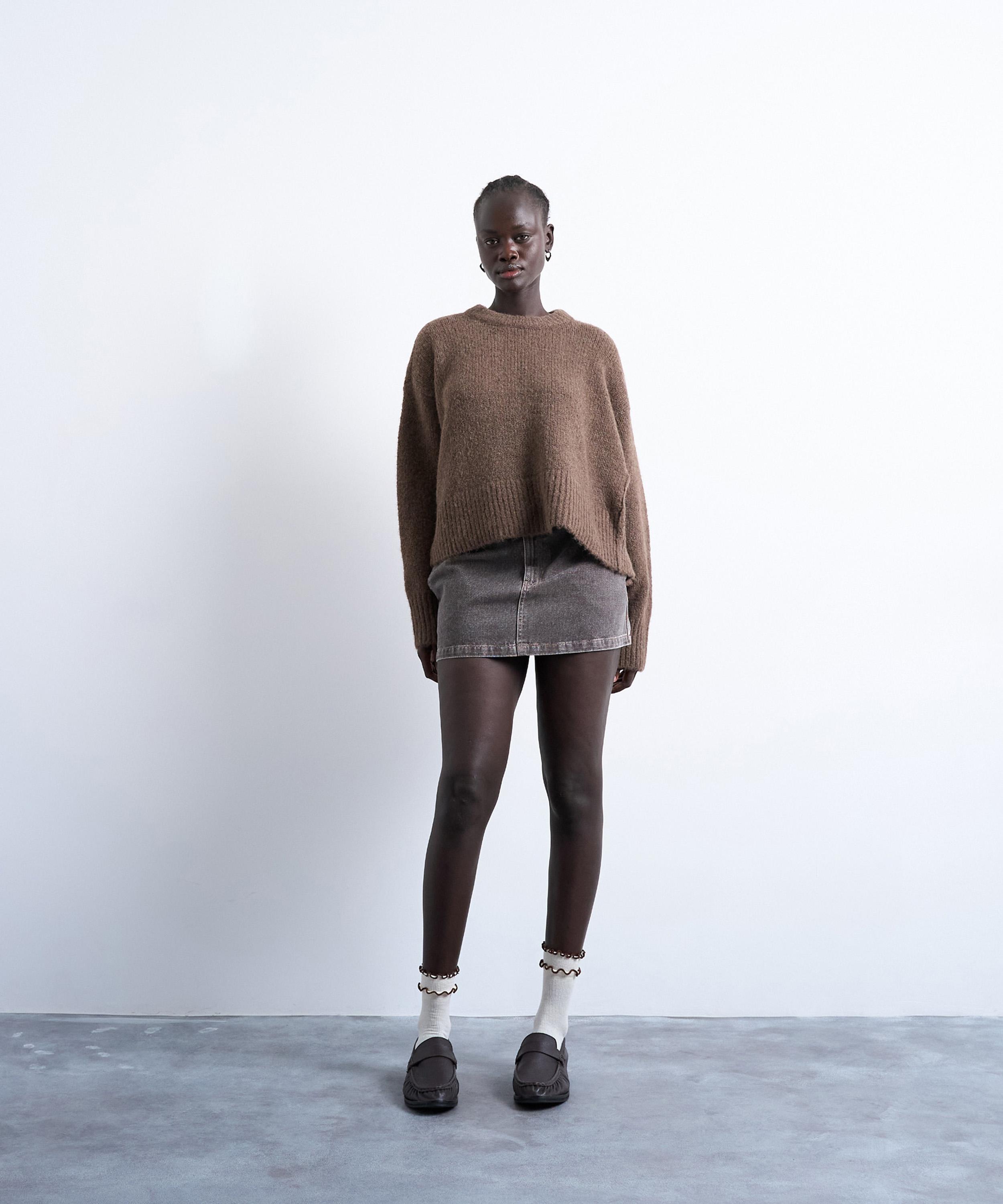 TOPSHOP - Knitted Wool Blend Fluffy Ultimate Crop Jumper image number 1