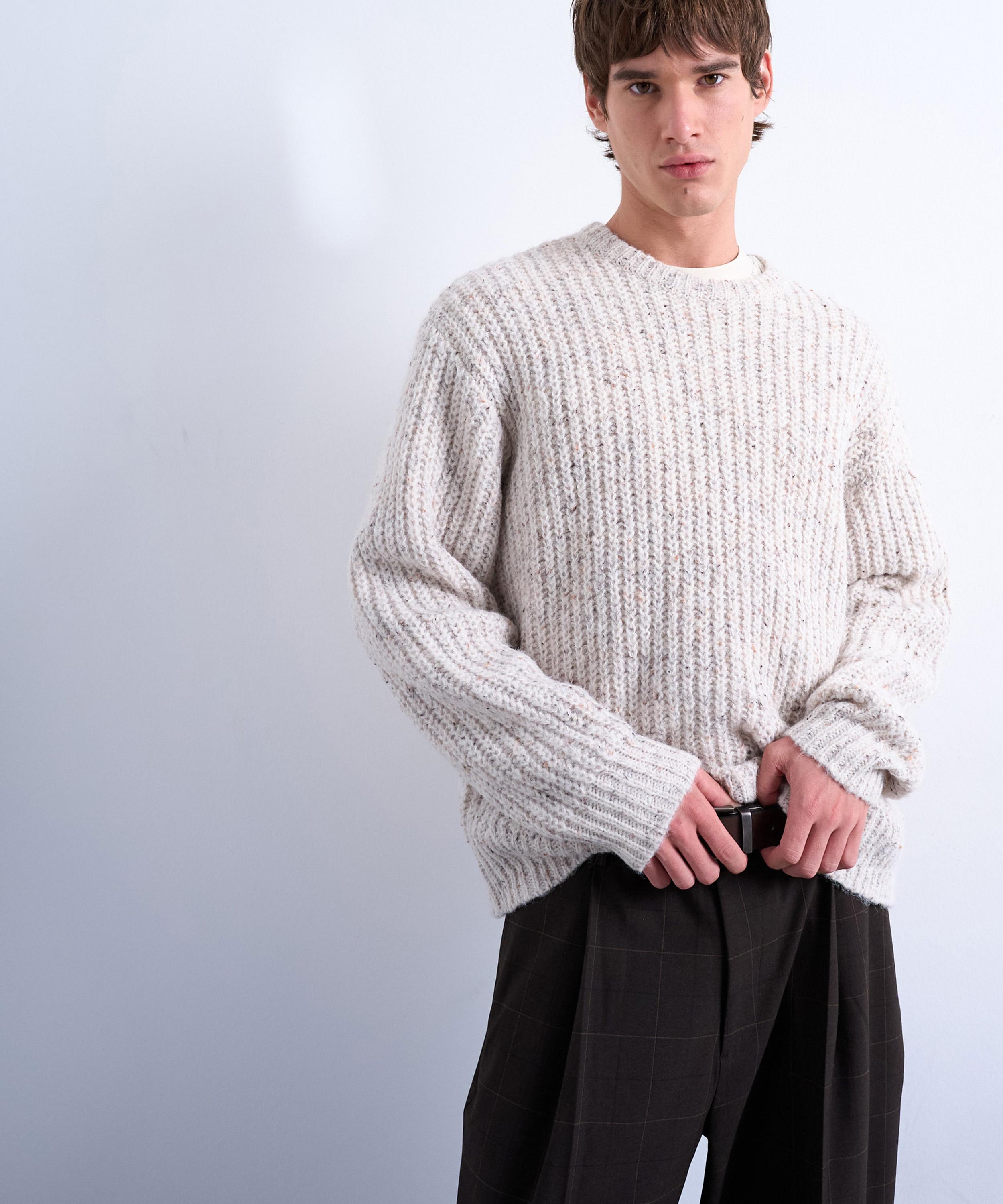 TOPMAN - Ecru Relaxed Fit Knitted Jumper