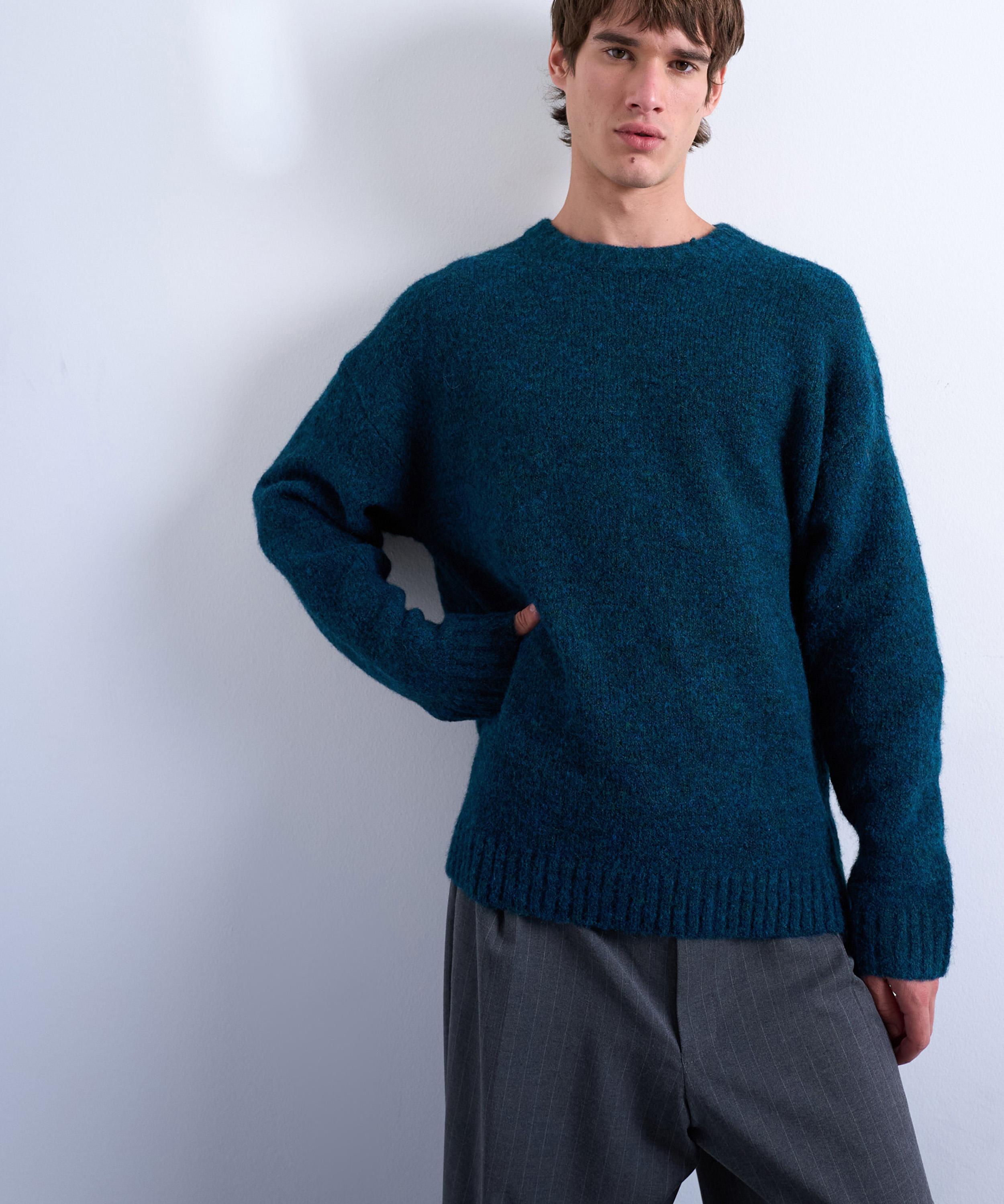 TOPMAN - Dark Blue Loose Knit Crew Jumper