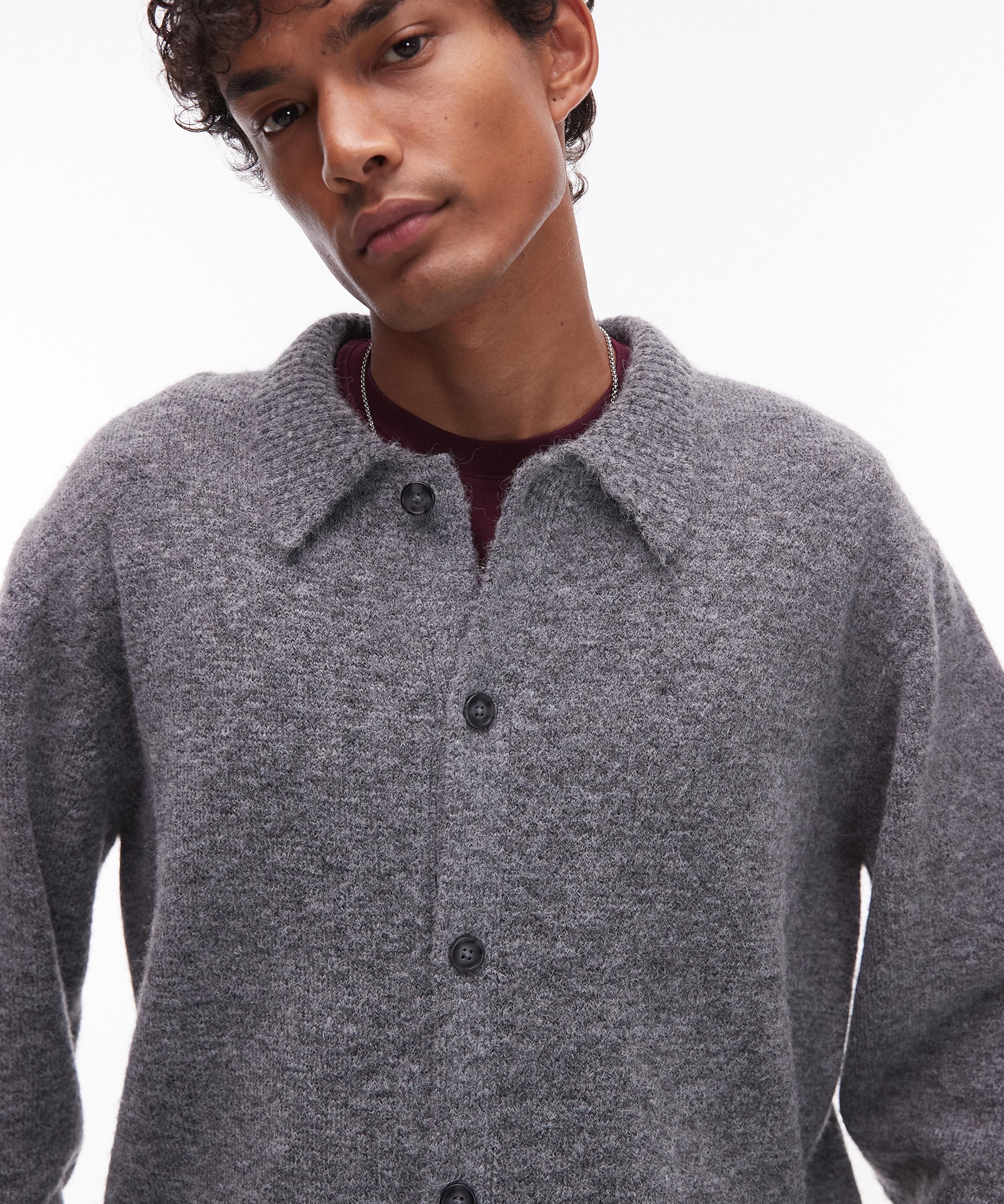 TOPMAN - Charcoal Boxy Fit Hoodie image number 1