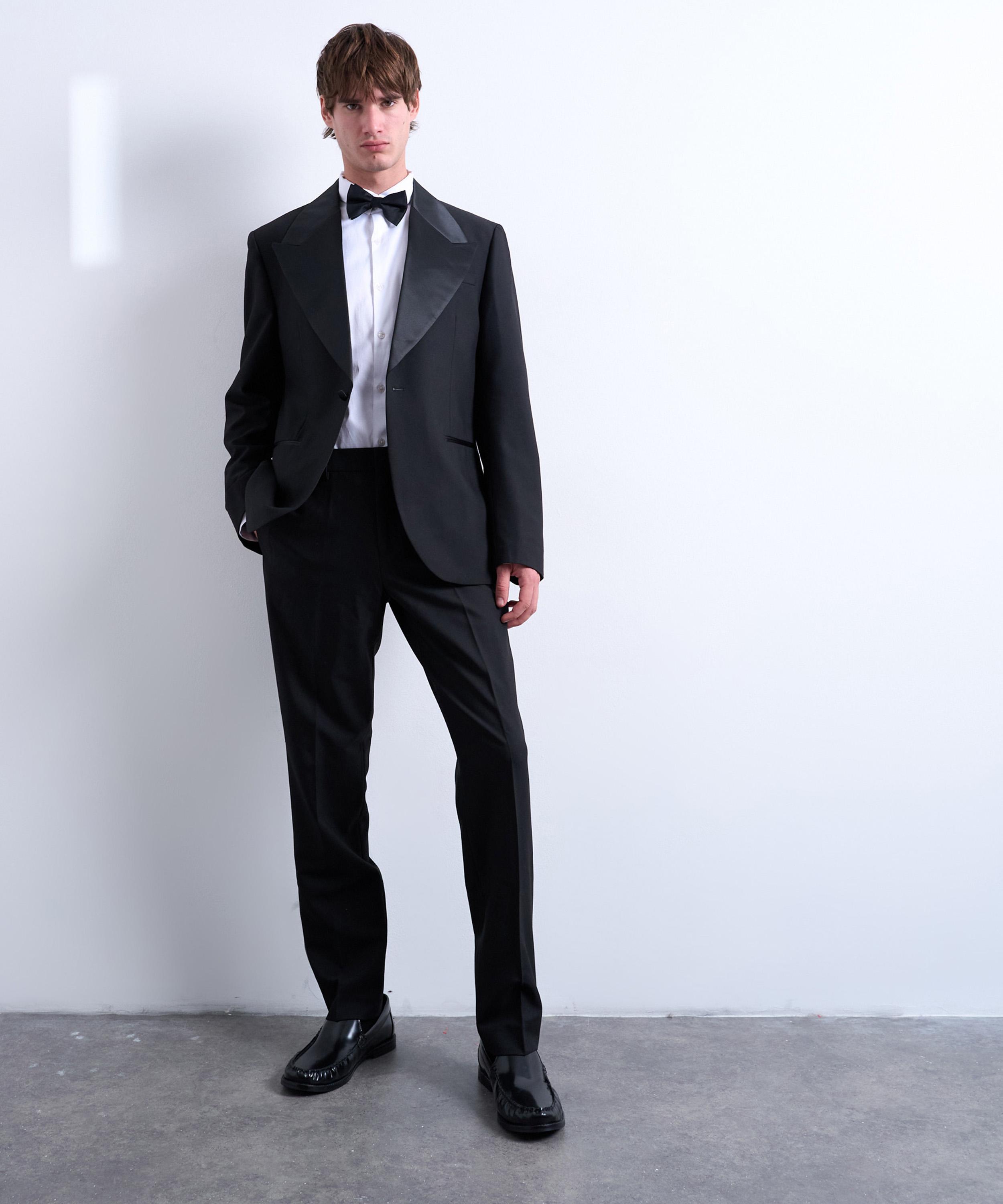 TOPMAN - Black Slim Tuxedo Suit Jacket image number 1