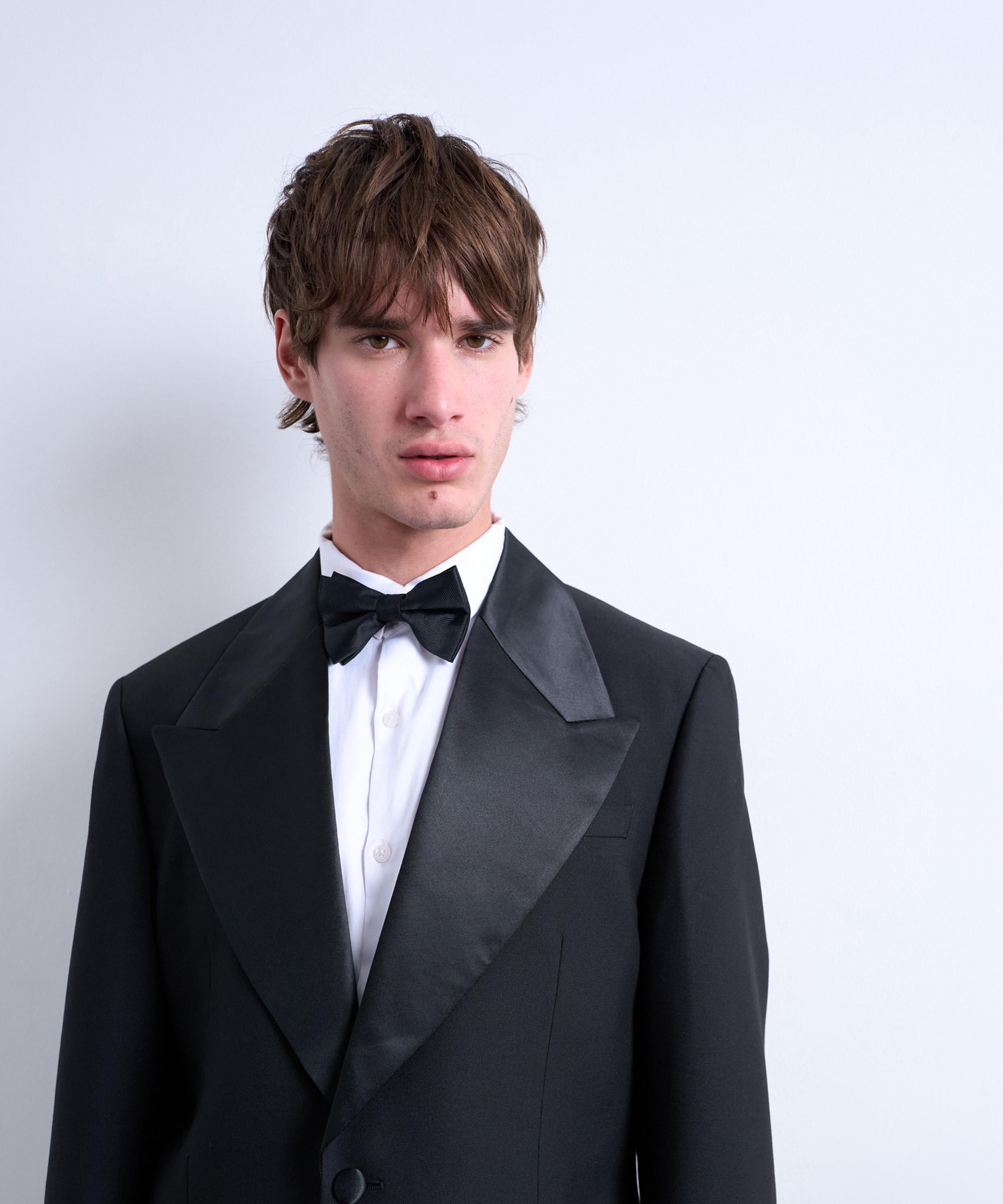 TOPMAN - Black Slim Tuxedo Suit Jacket image number 2