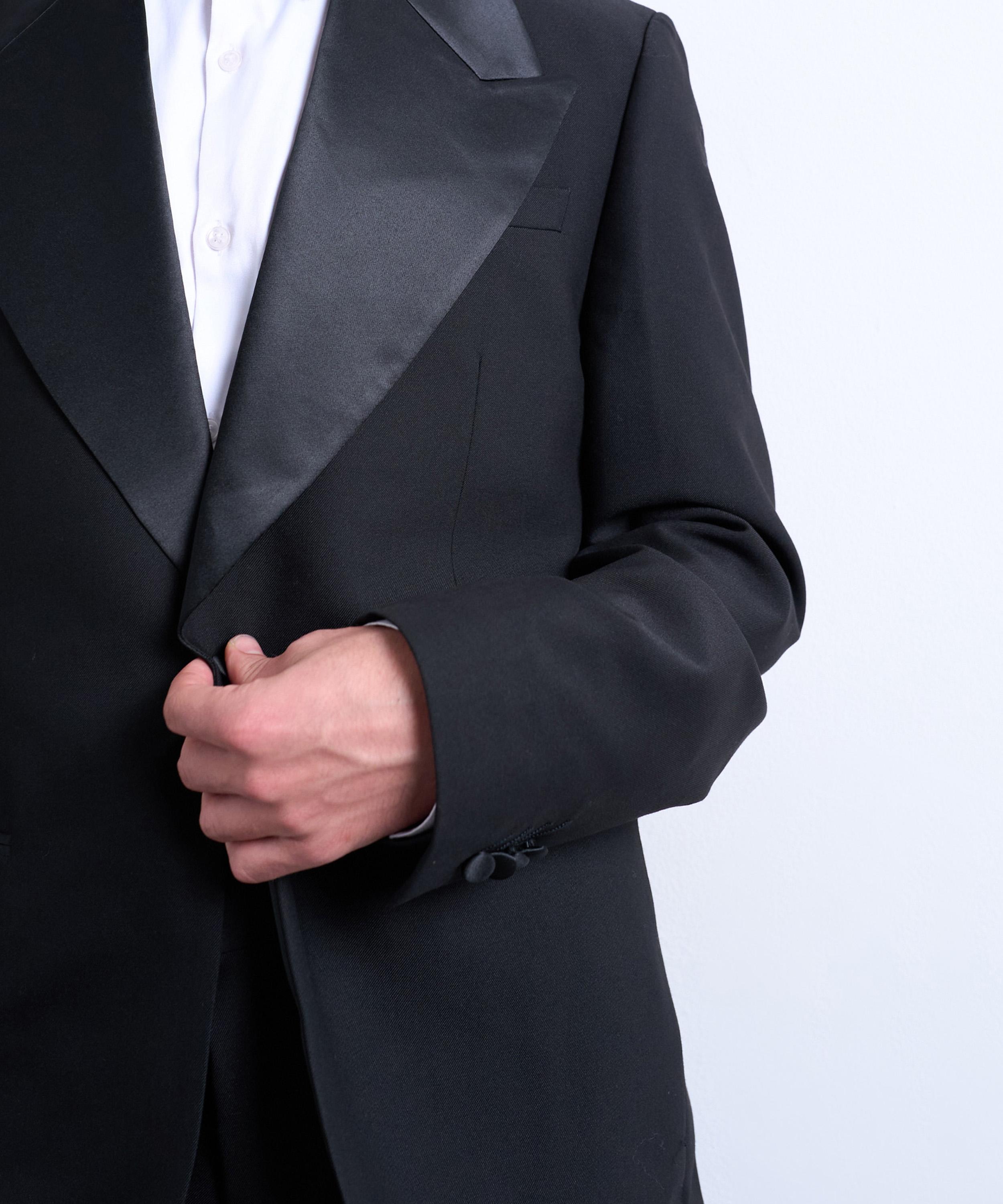 TOPMAN - Black Slim Tuxedo Suit Jacket image number 3