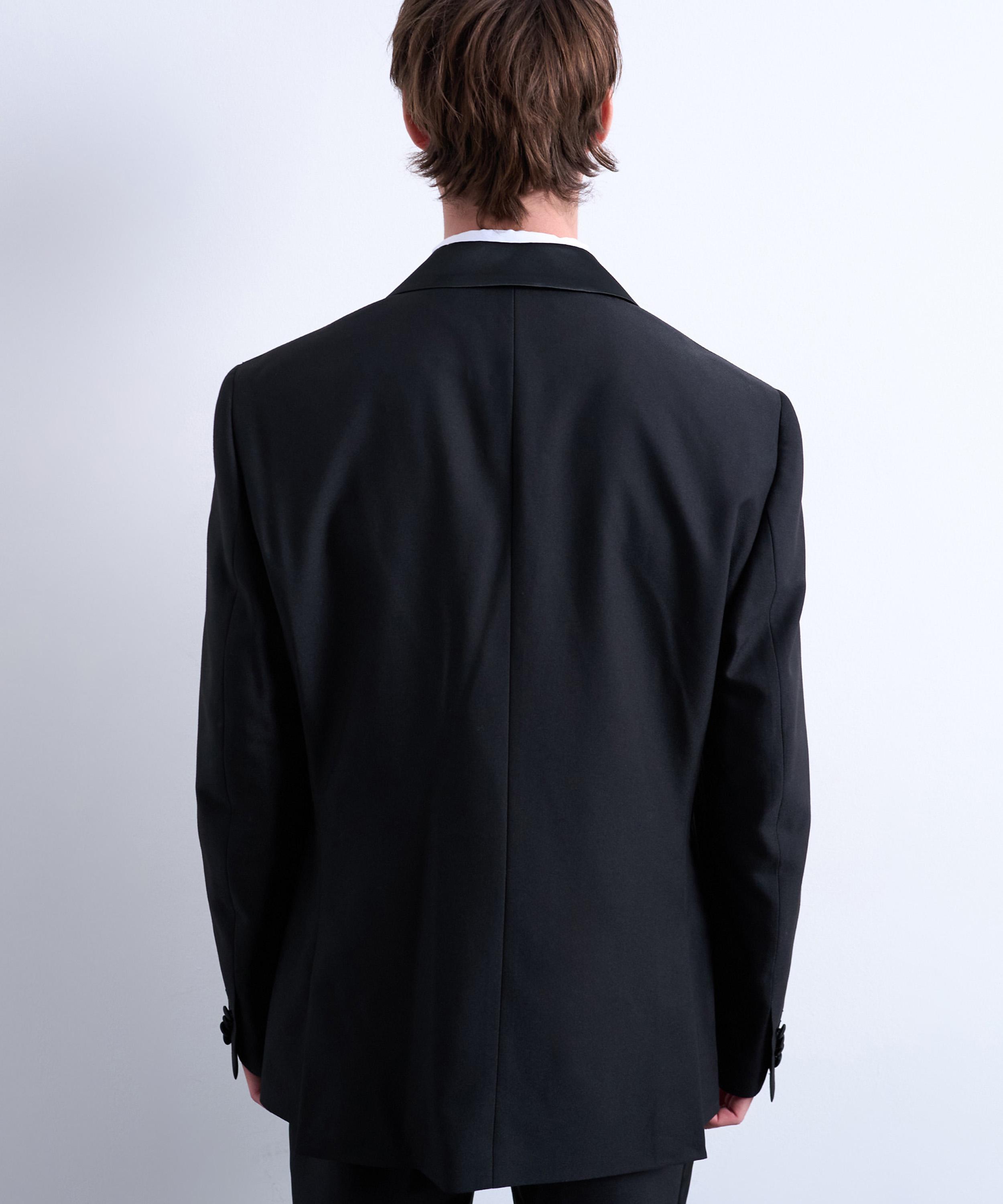 TOPMAN - Black Slim Tuxedo Suit Jacket image number 4