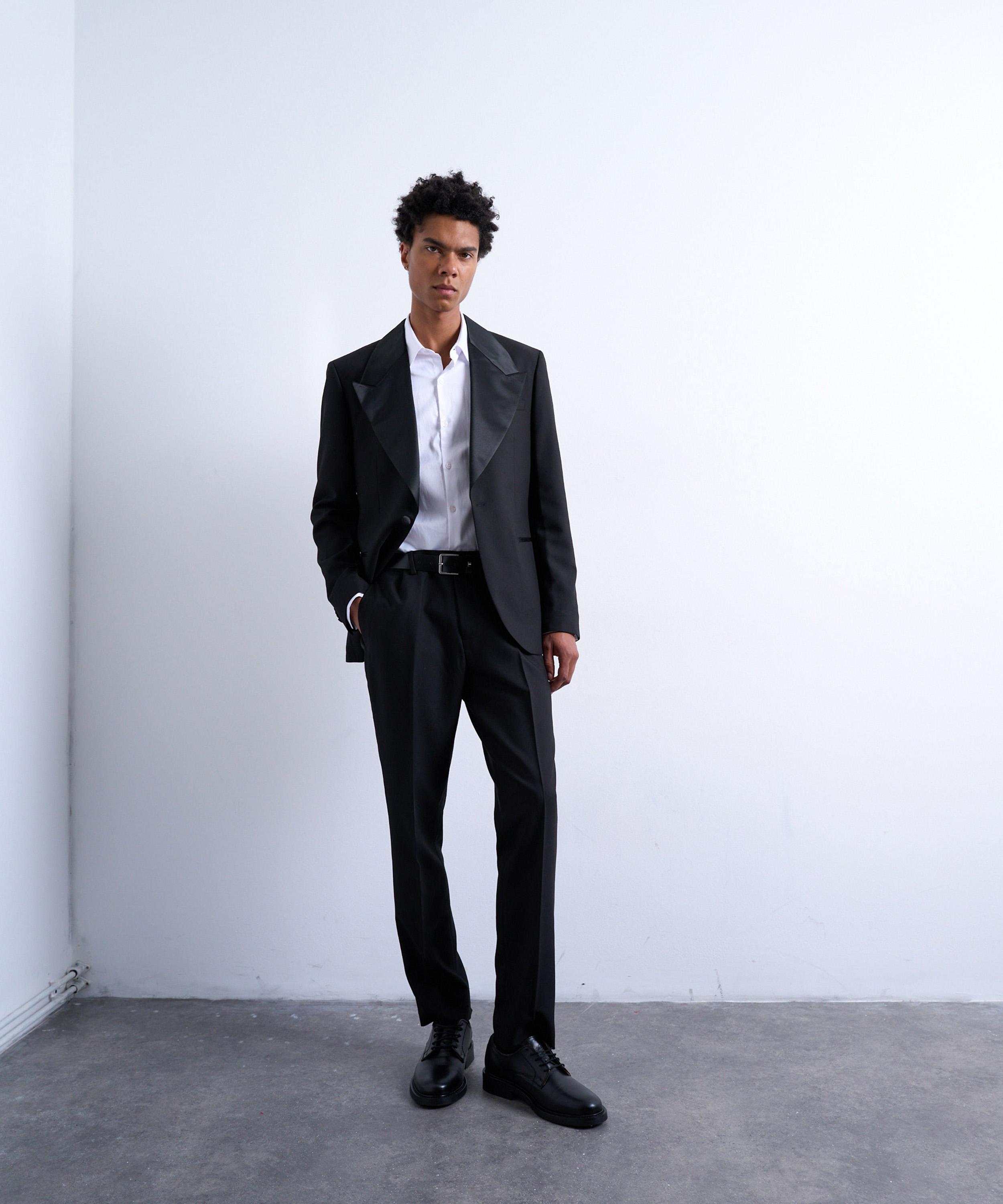 TOPMAN - Black Slim Tuxedo Suit Trousers
