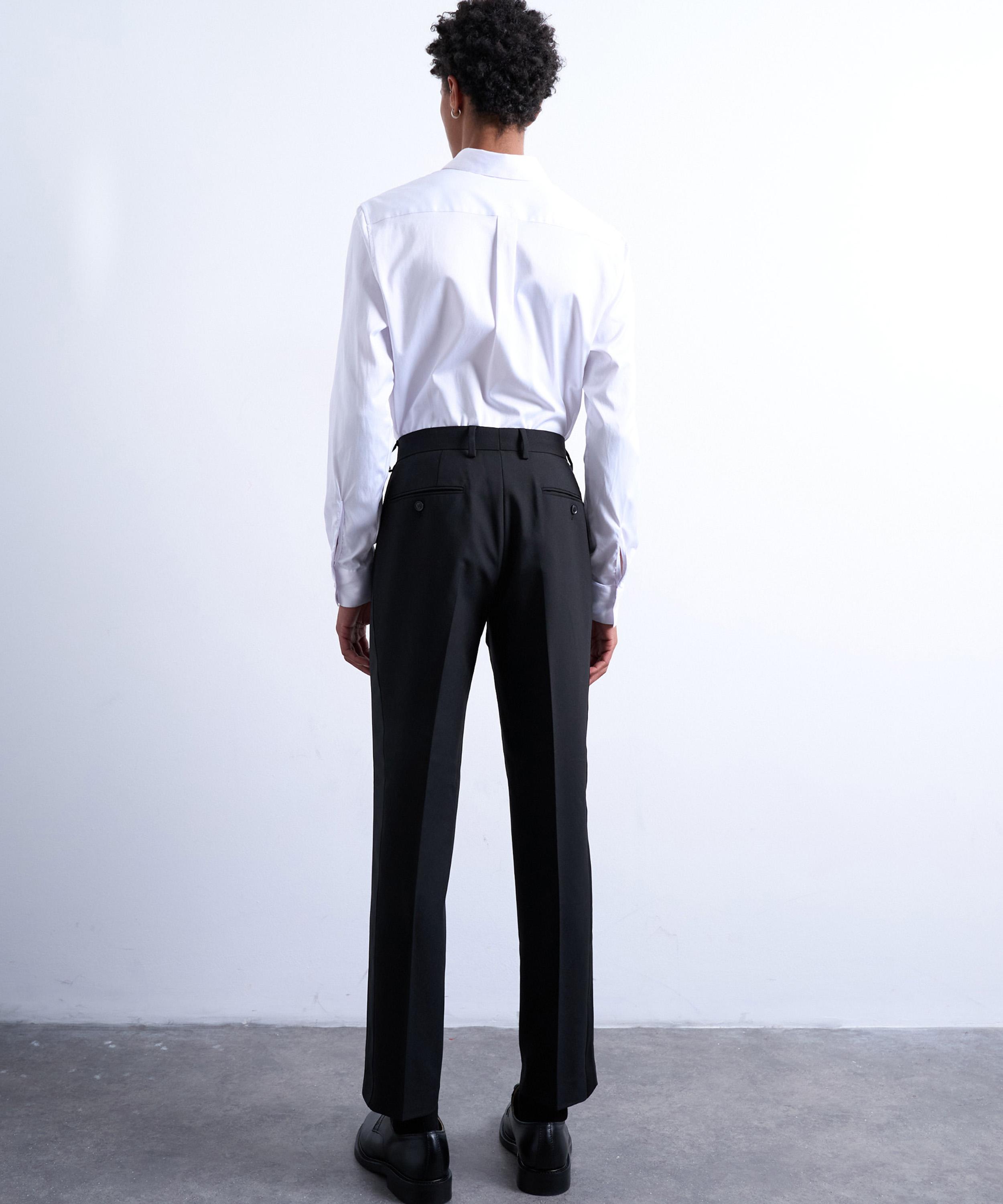 TOPMAN - Black Slim Tuxedo Suit Trousers image number 4