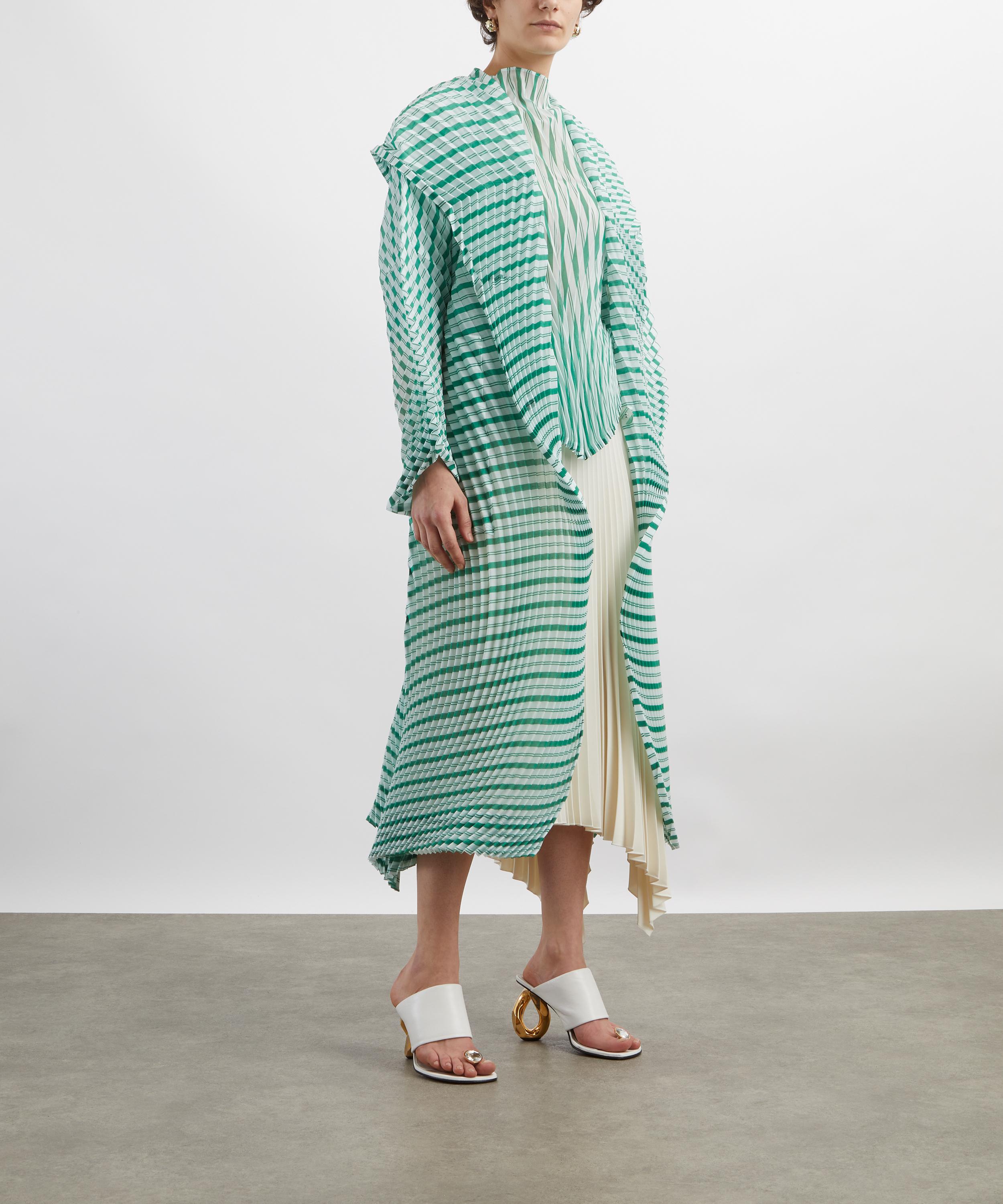 Issey Miyake - GENERIC STRIPES (HAND PLEATS) Green Hued Coat&nbsp; image number 1