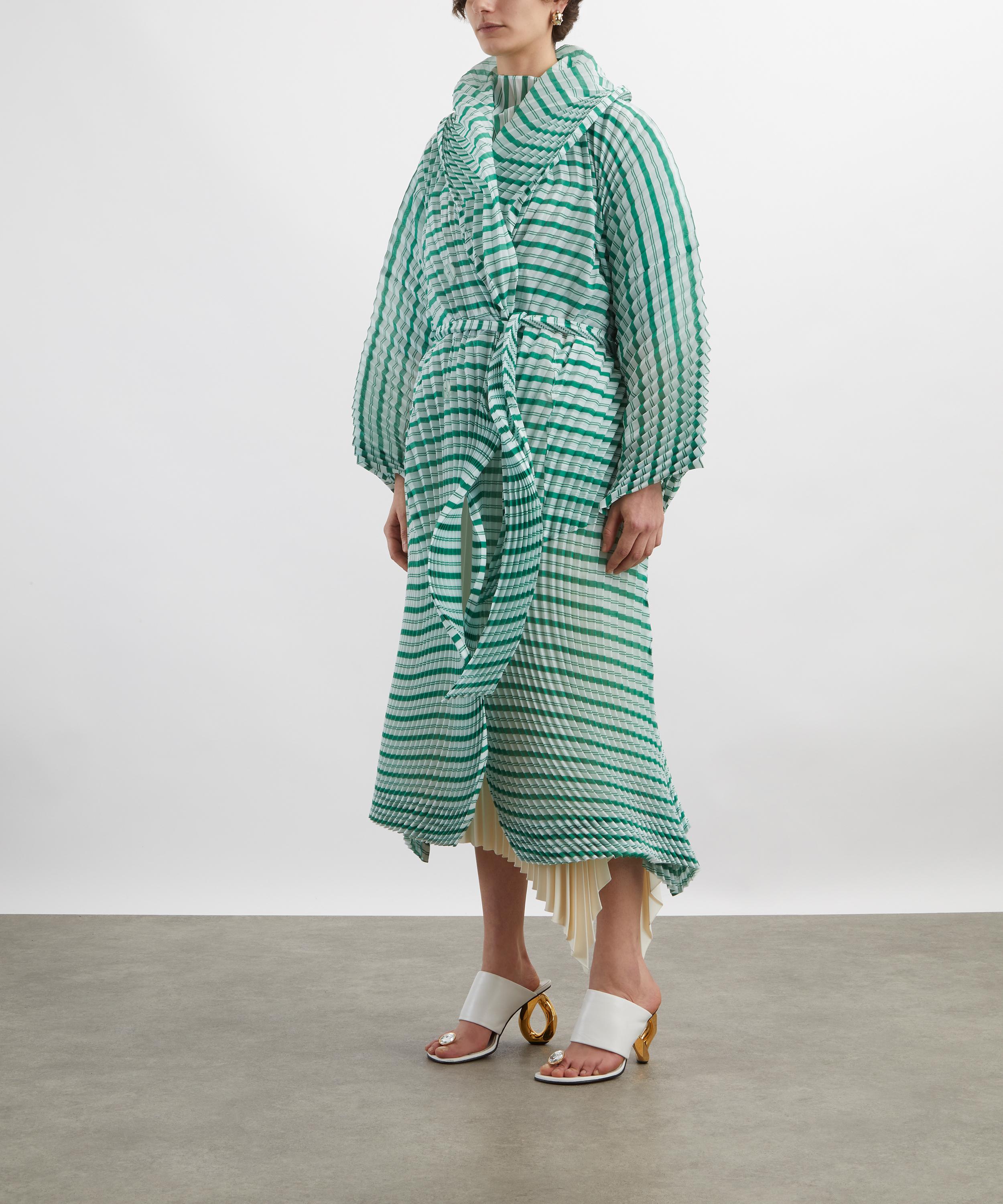 Issey Miyake - GENERIC STRIPES (HAND PLEATS) Green Hued Coat&nbsp; image number 2