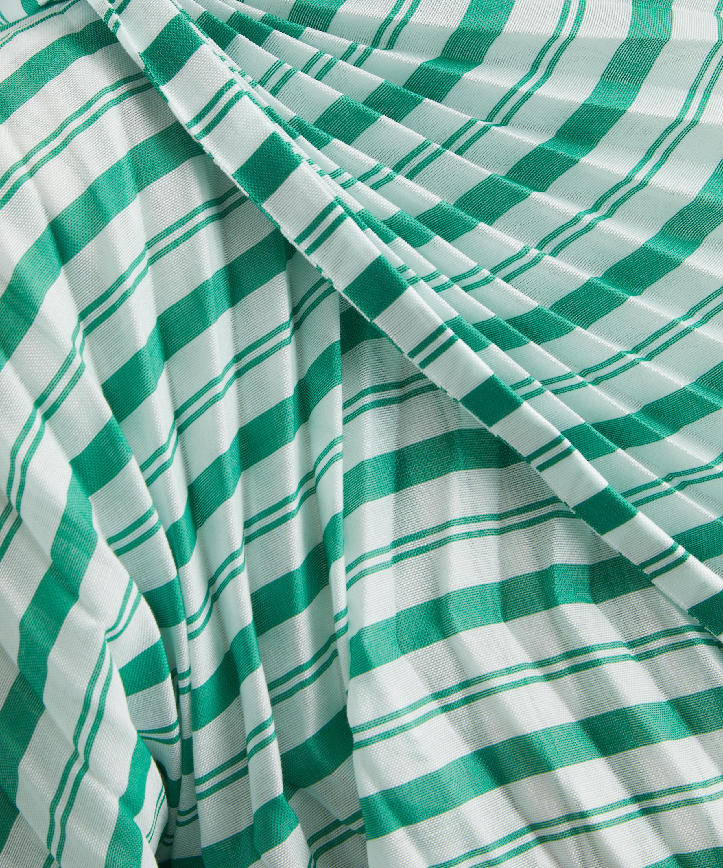 Issey Miyake - GENERIC STRIPES (HAND PLEATS) Green Hued Coat&nbsp; image number 4