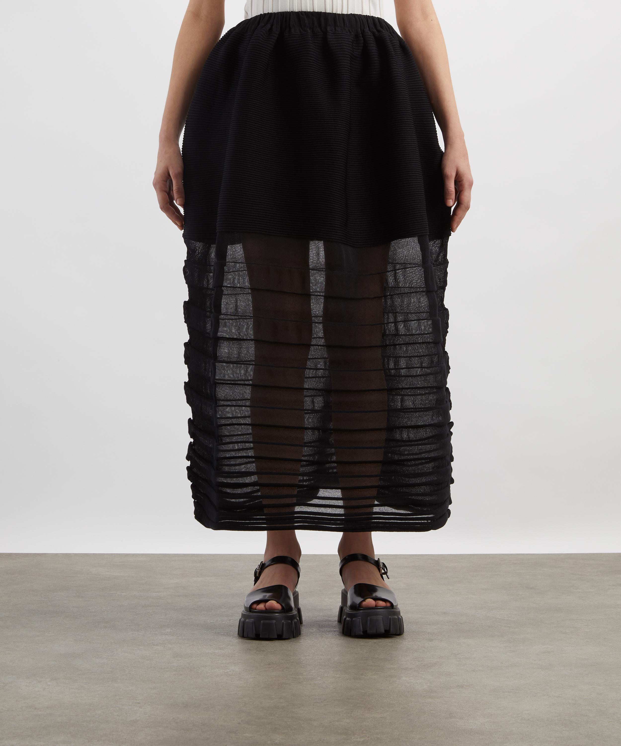 Issey Miyake - Black MOVING KNIT Midi Skirt image number 2