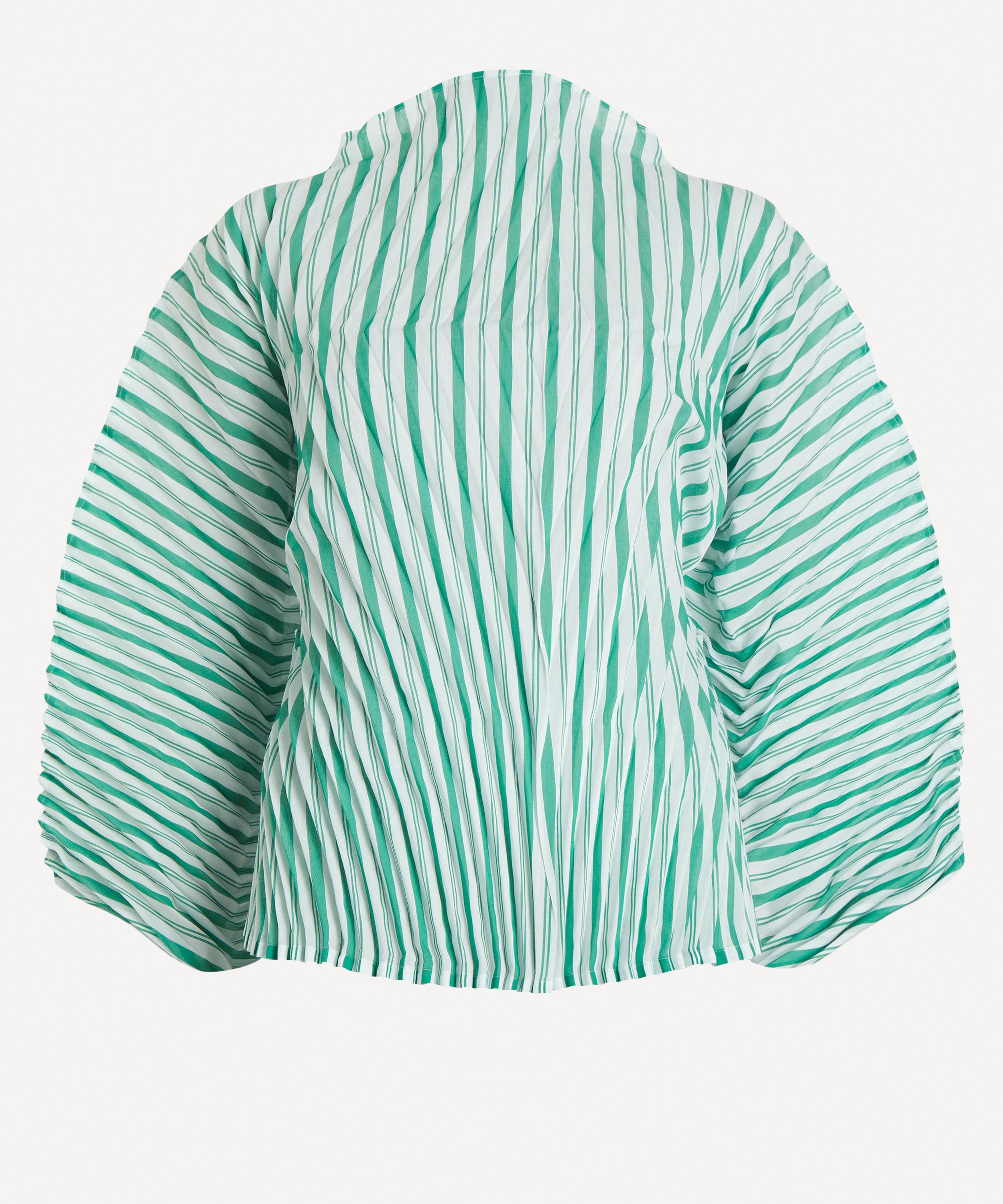 Issey Miyake - GENERIC STRIPES (HAND PLEATS) Green Hued Top