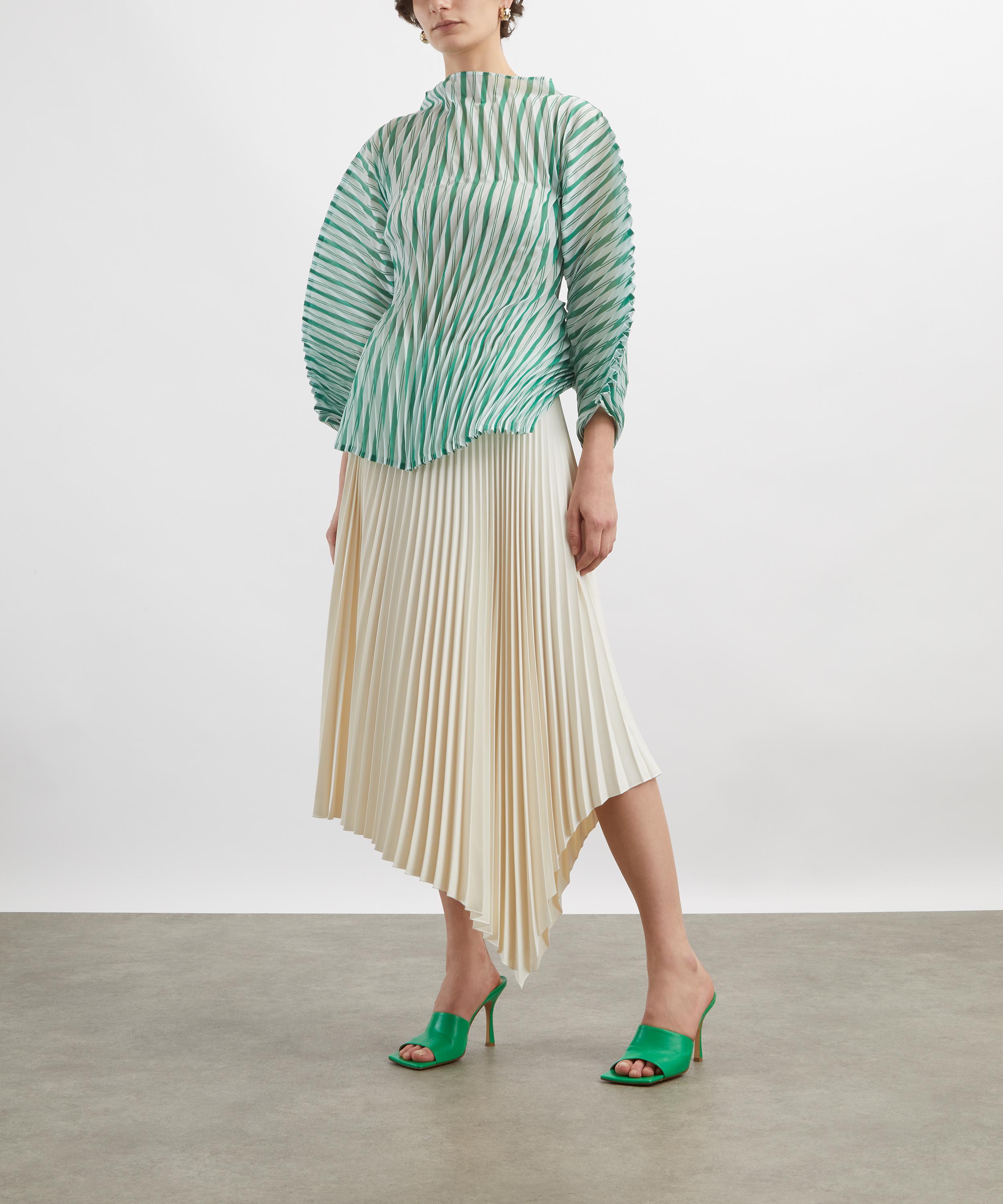 Issey Miyake - GENERIC STRIPES (HAND PLEATS) Green Hued Top image number 1