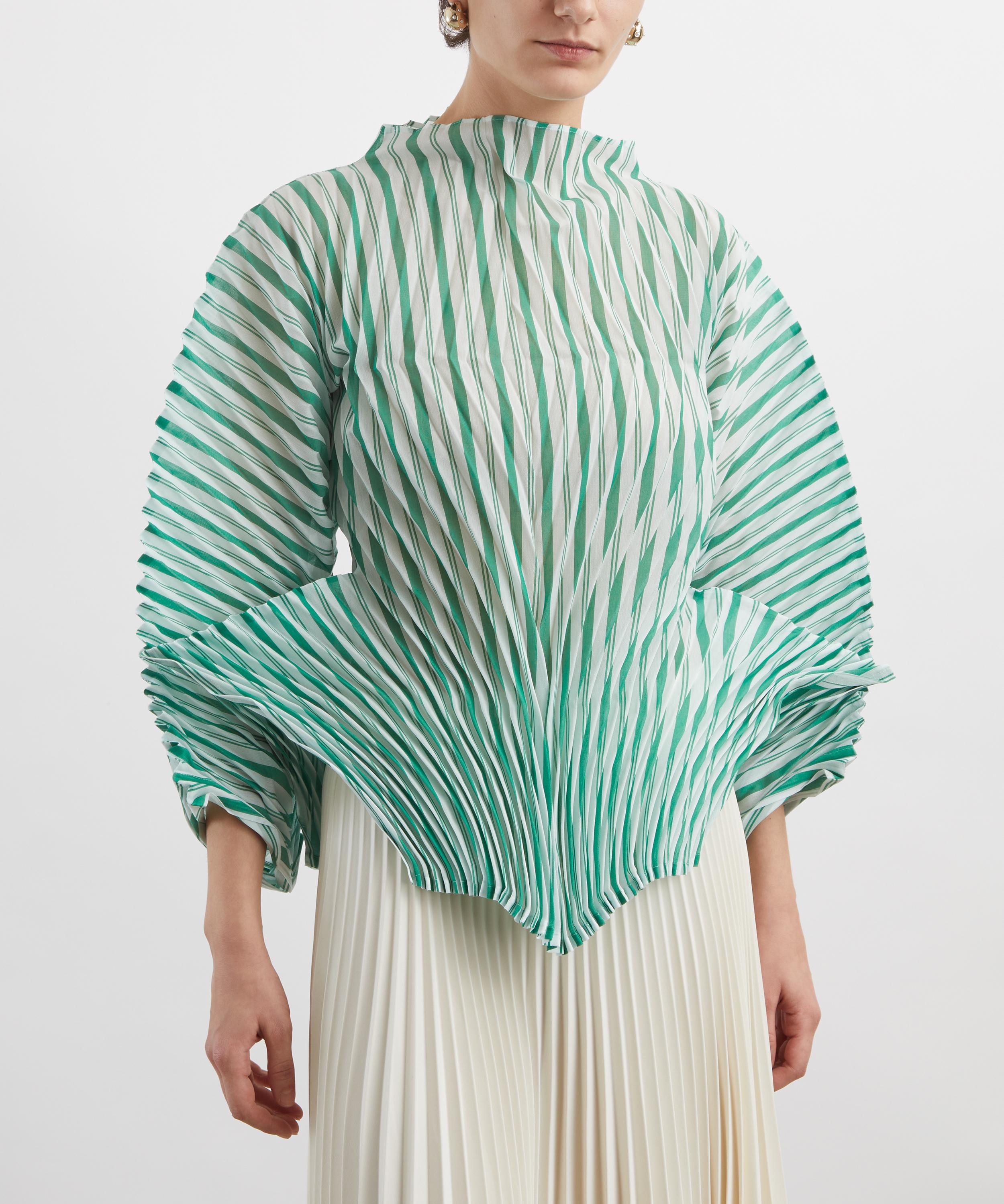 Issey Miyake - GENERIC STRIPES (HAND PLEATS) Green Hued Top image number 2