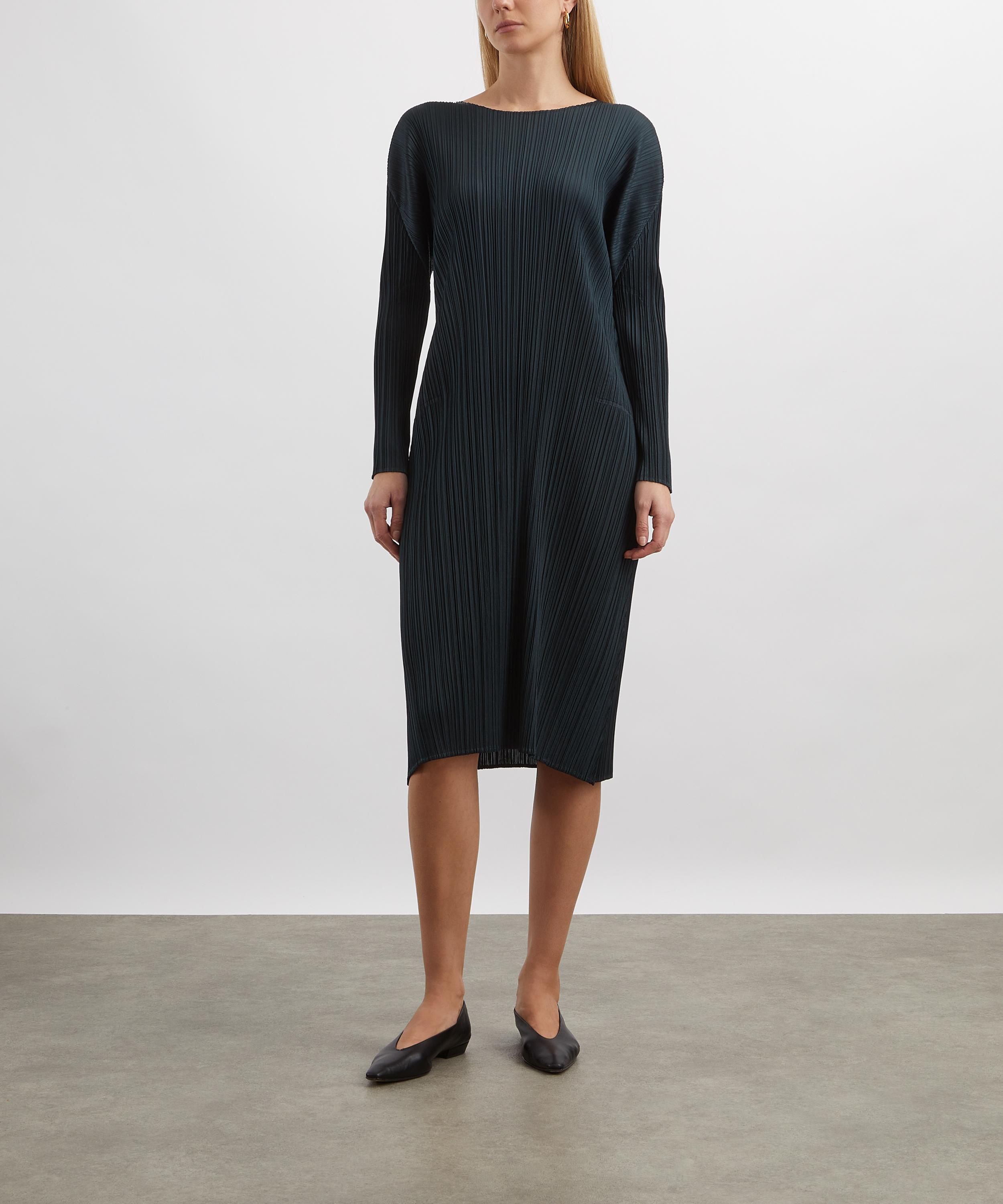Pleats Please Issey Miyake - MONTHLY COLOURS: NOVEMBER Charcoal Pleated Midi Dress image number 1